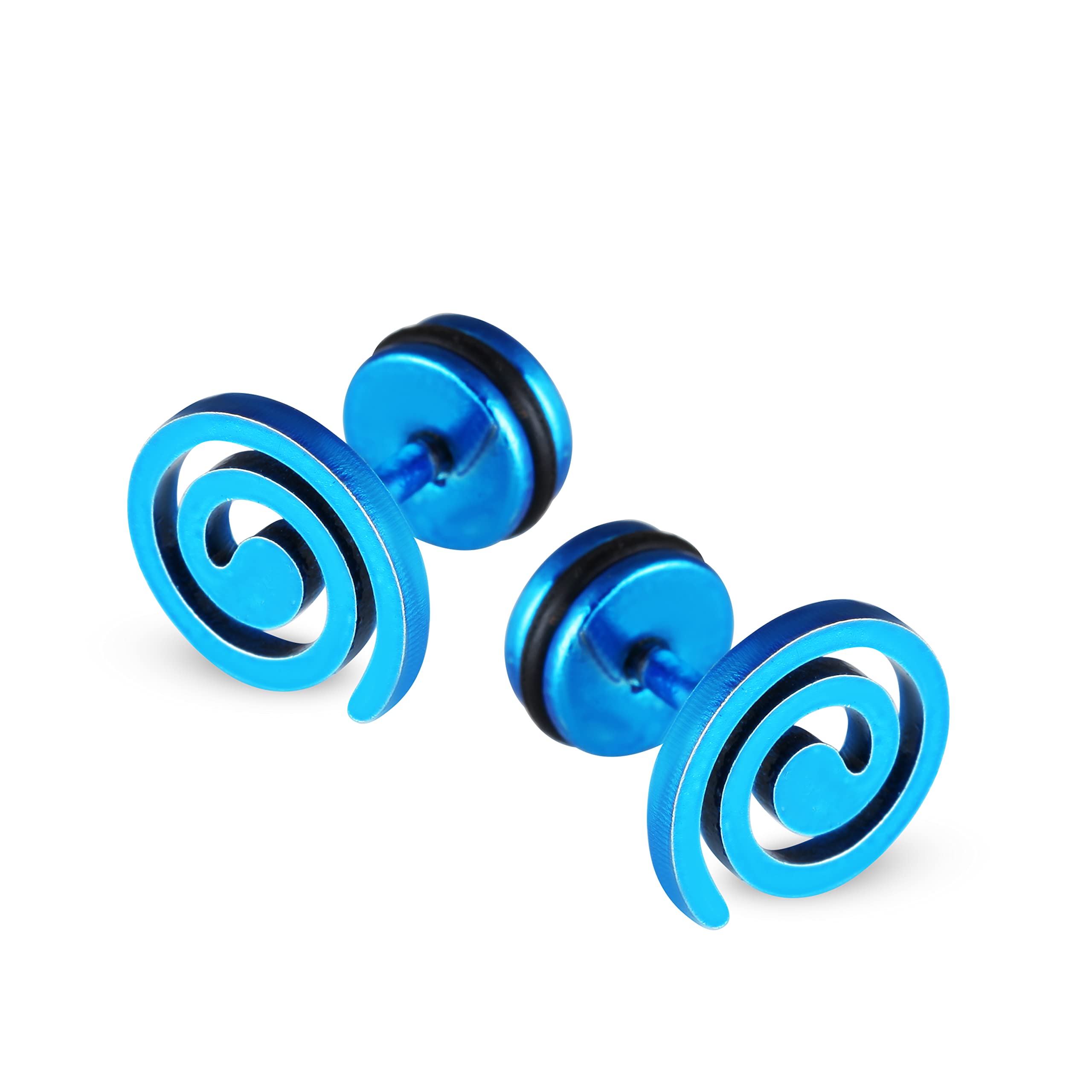 kanak jewels Men's Earring & Women Earring Fashion Multi jewelry Valentine Platinum Black Blue Golden Silver Surgical Plug Hoop Ear piercing Studs stainless Steel Jewelry Stylish Fancy Plug Earring-picture-10