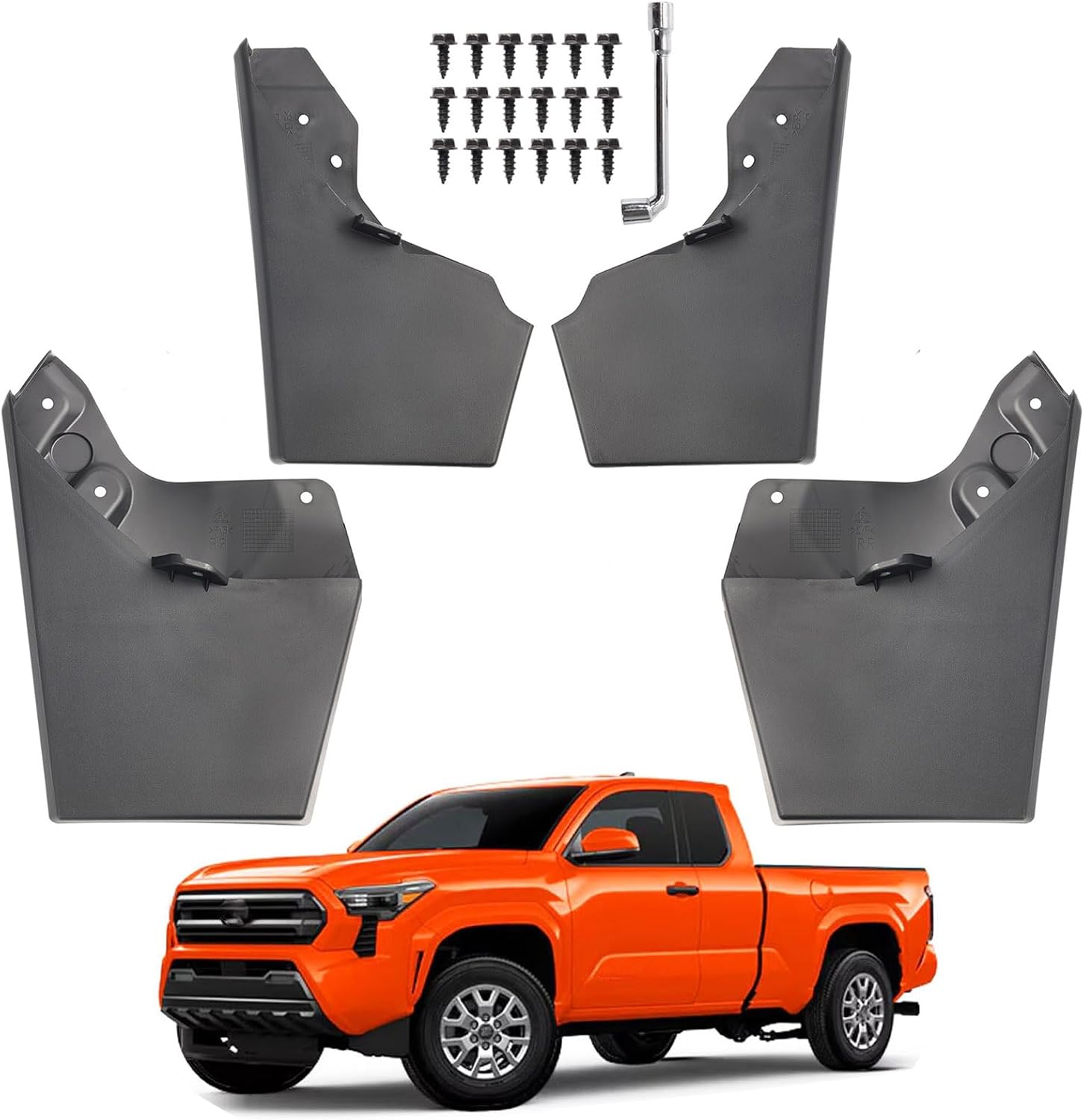 XUKEY Mud Flaps for 2016-2021 Toyota Tacoma Accessories All Weather 2020 2019 2018 2017 Splash Guard Mudguards Mudflaps Fender Tire Protector Rear Front No Drilling Required,Black(Set of 4)
