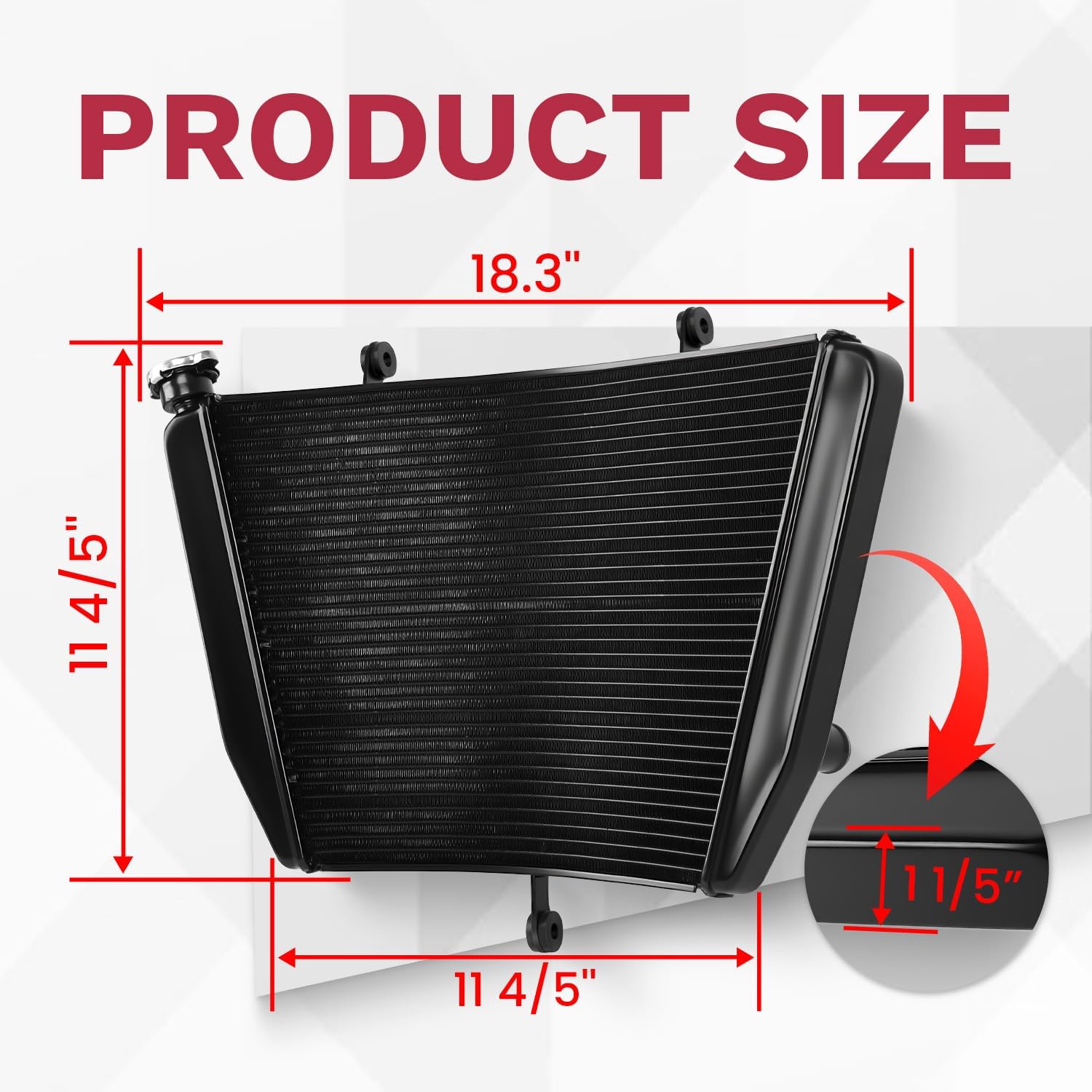 CHIFUN Engine Radiator Compatible with Suzuki GSXR600 GSXR750 GSXR 600 750 K6 K8 K11 2006-2014, Aluminum Motorcycle Engine Cooling Cooler (Black)