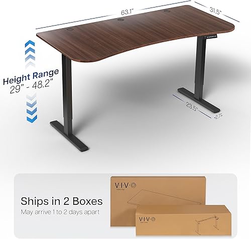 Vista 393 de VIVO DESK-KIT-1W6G - Escritorio eléctrico de pie de 60 x 24 pulgadas, ajuste de altura de memoria, serie 1B, parte superior de nogal oscuro de una