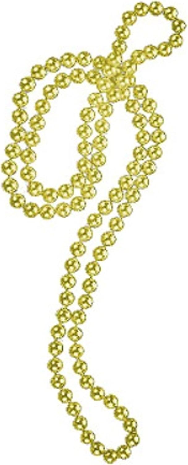 Classic Gold Bead Necklace | 60-Inch Beaded Glam Flapper Jewelry Plastic Mardi Gra Accessories - ST