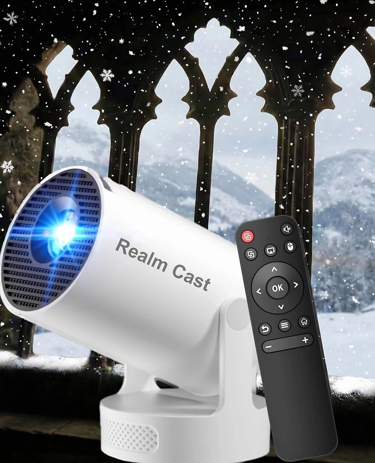 Projector for Reading, 4k Book Projector Ambience Fantasy Scene Projector Pre-Installed App for Instant Fantasy Scenes with Wifi & Bluetooth, 160 ANSI, 210° Rotation, ±15° Auto Correction