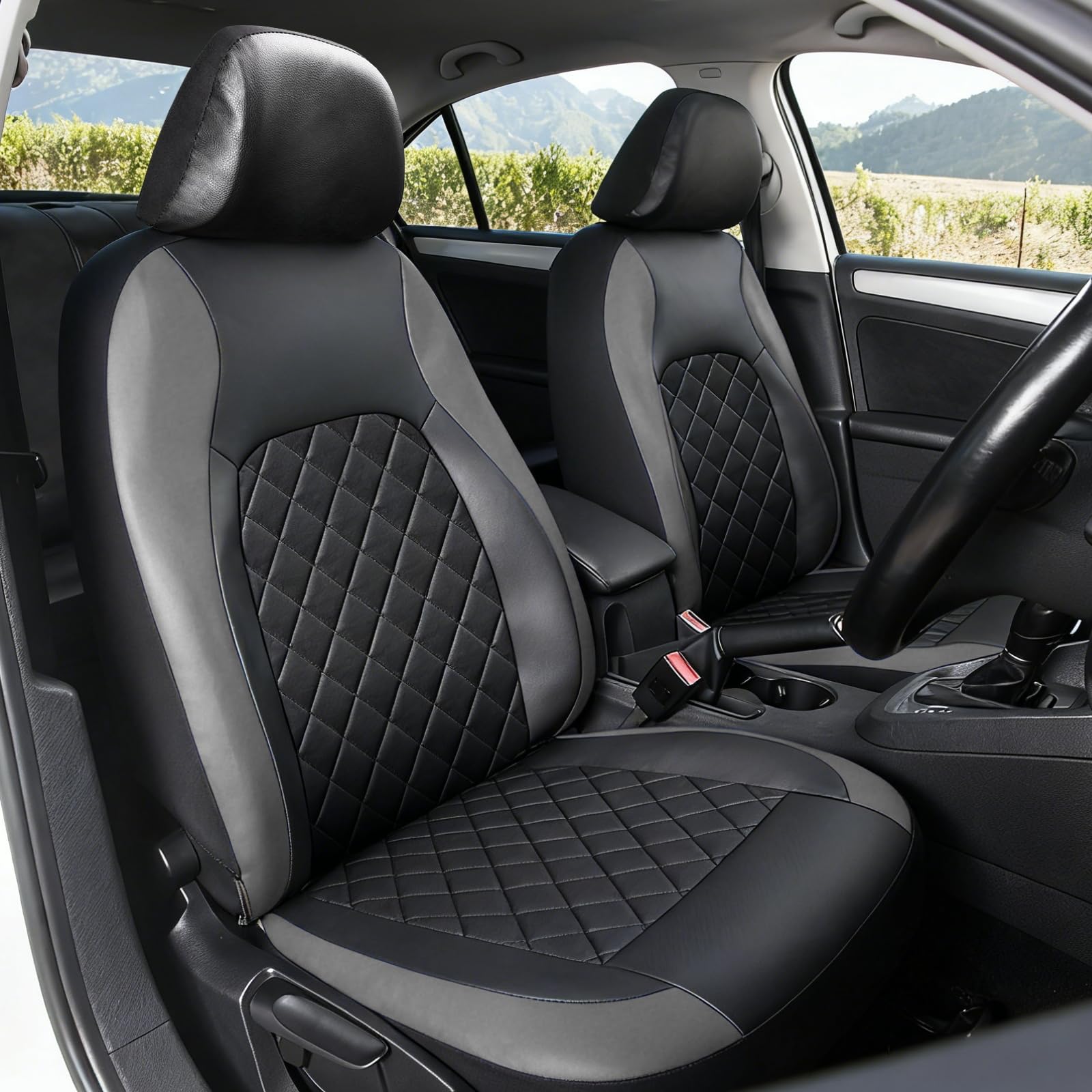 Set completo di coprisedili per auto in pelle, set universale di protezioni per sedili anteriori e posteriori, morbidi e traspiranti, coprisedili e poggiatesta per auto compatibili con airbag
