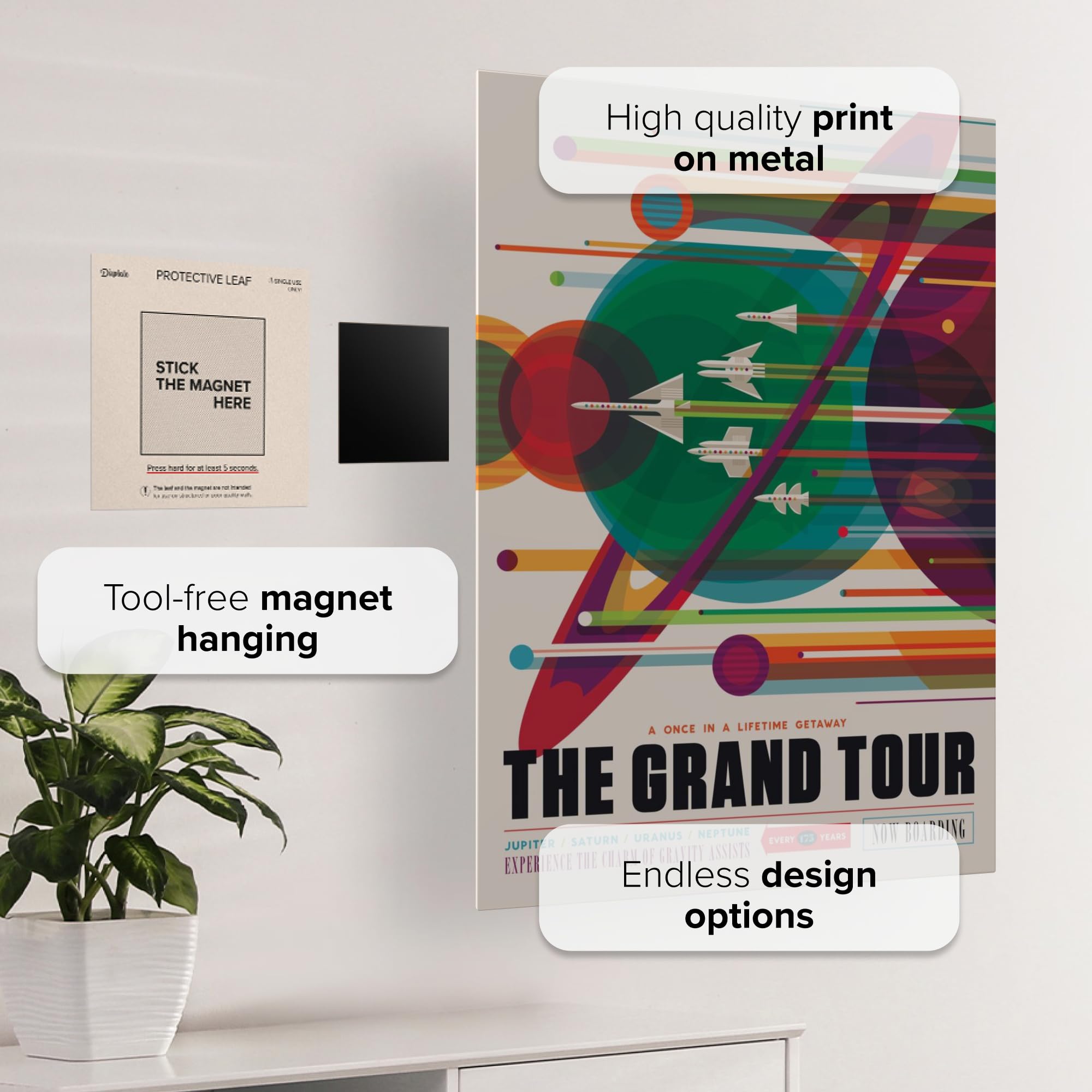 Displate Offiziell NASA MetallPoster Magnetische Befestigung Inklusive Lizenziert Bilder Hochwertiges Poster - Jpl Space Travel Posters - The Grand Tour Poster 45 cm x 32 cm