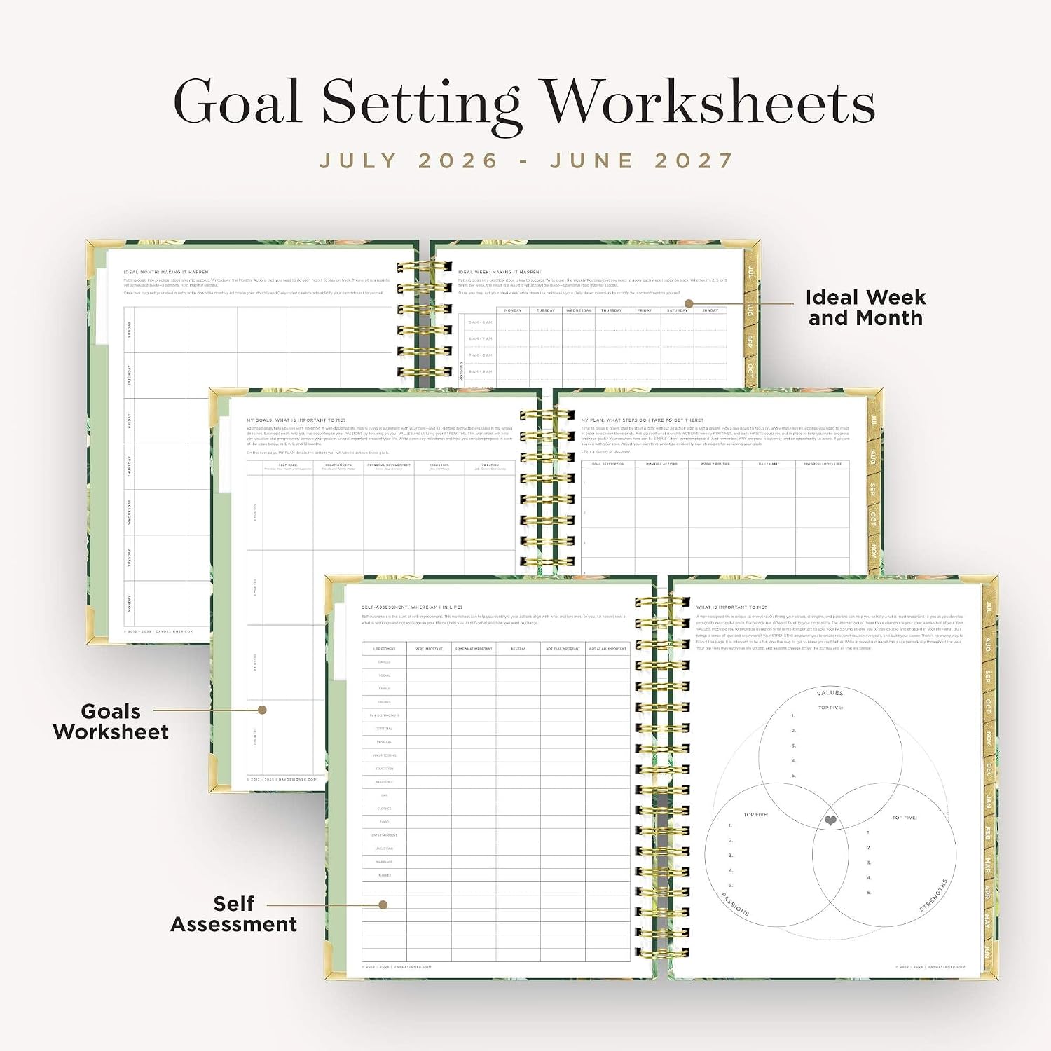 Day Designer 2026-2027 Daily Academic Year Planner Calendar, July 2026 - June 2027, 7.4" x 9.5", Glossy Laminated Cover, Wirebound, Laminated Tabs, Storage Pocket, Includes Stickers & Snap-In Ruler, St. Barts