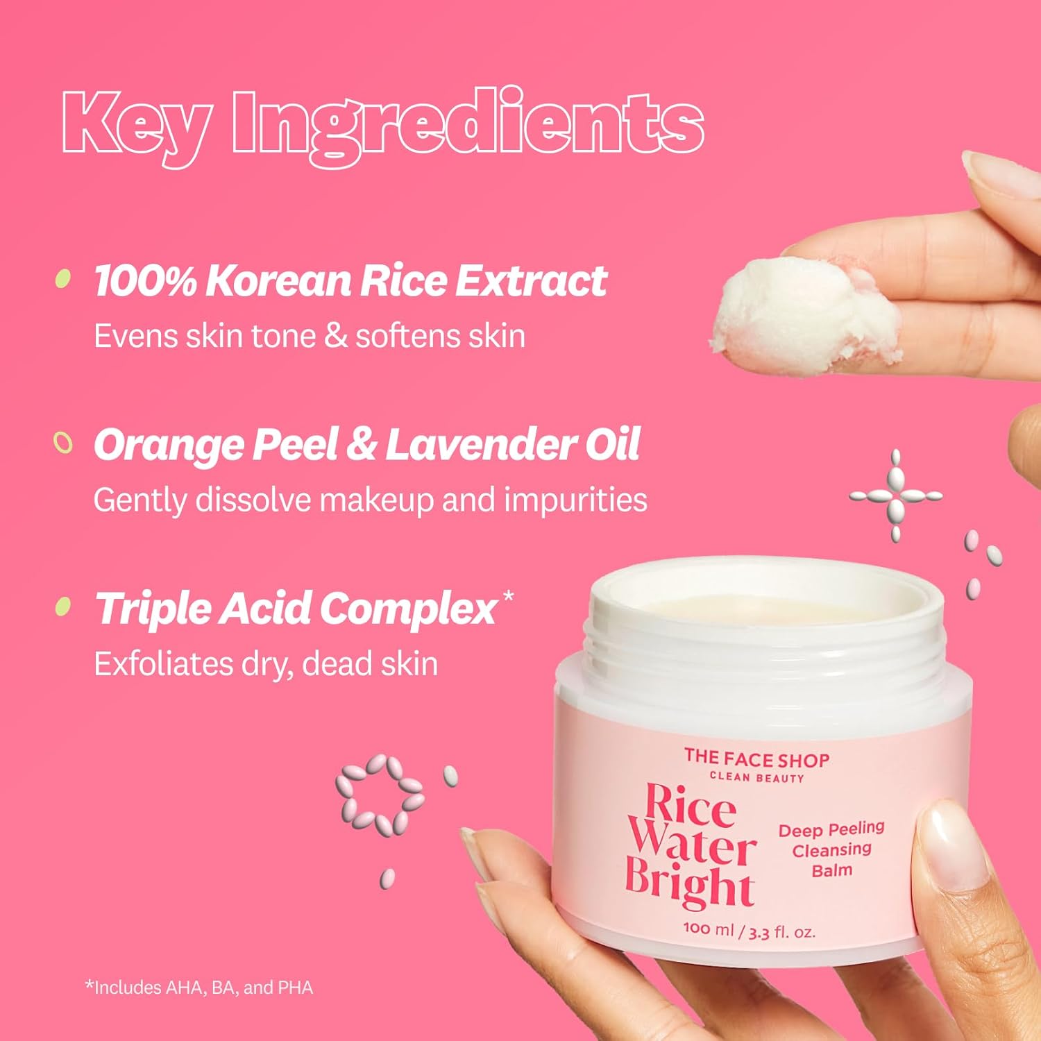 The Face Shop Rice Water Bright Cleansing Balm, Removes Makeup & SPF, 4-in-1 Makeup Remover, for All Skin Types, Korean Rice Extract, Lavender Oil, 100ml / 3.3 fl. oz. - Image 4