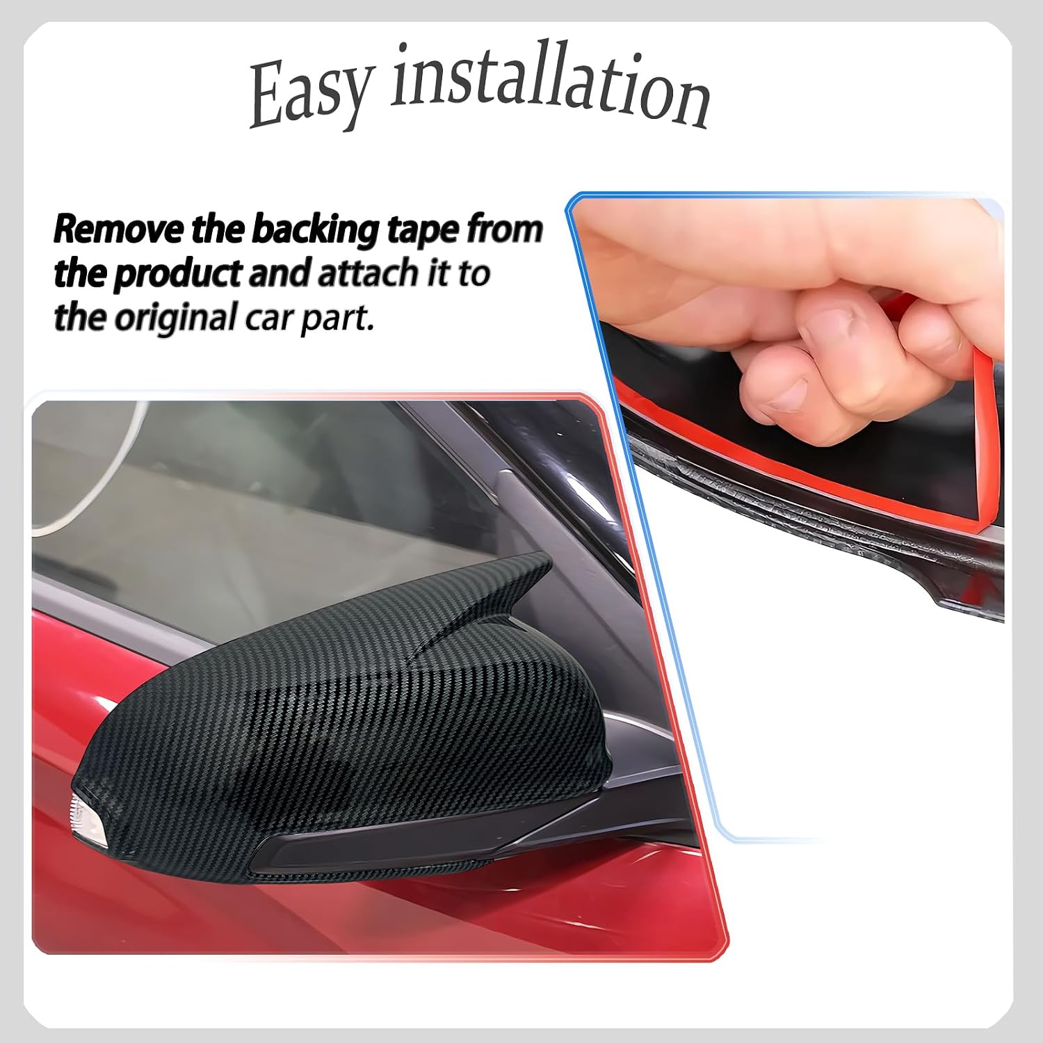 Side Mirror Cover, for Hyundai Kona 2018 2019 2020 2021 2022 2023, Carbon Fiber Side Rear Mirror Covers Body Kit Accessories for Cars（with Turn Signal Cutout）