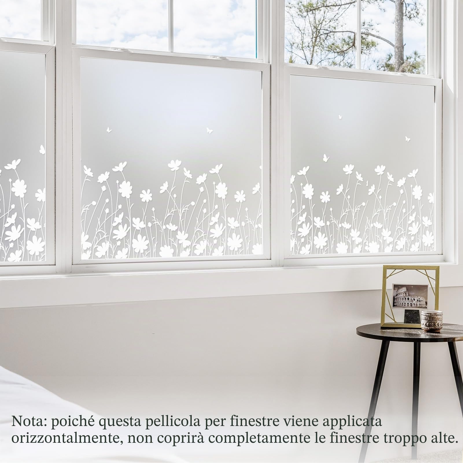 dktie Pellicola per finestre in vinile smerigliato per la privacy, pellicola per finestre senza colla, pellicola per finestre in vetro colorato rimovibile per cucina, bagno, camera dei bambini, 90 x