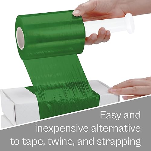 Vista 54 de PSBM - Mini envoltura elástica negra con asa, paquete de 12, 5 pulgadas x 1000 pies, calibre 80, adhesivo de plástico de tinte oscuro/opaco