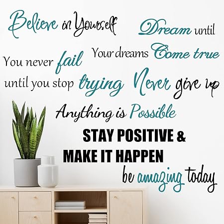 Amazon.com: Inspirational Quote Wall Decals Peel and Stick Motivational ...