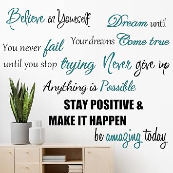 Inspirational Quotes Motivational Sayings Vinyl Peel & Stick Wall Decals for Women, Adults, Bedroom, Living Room, Office, Bathroom