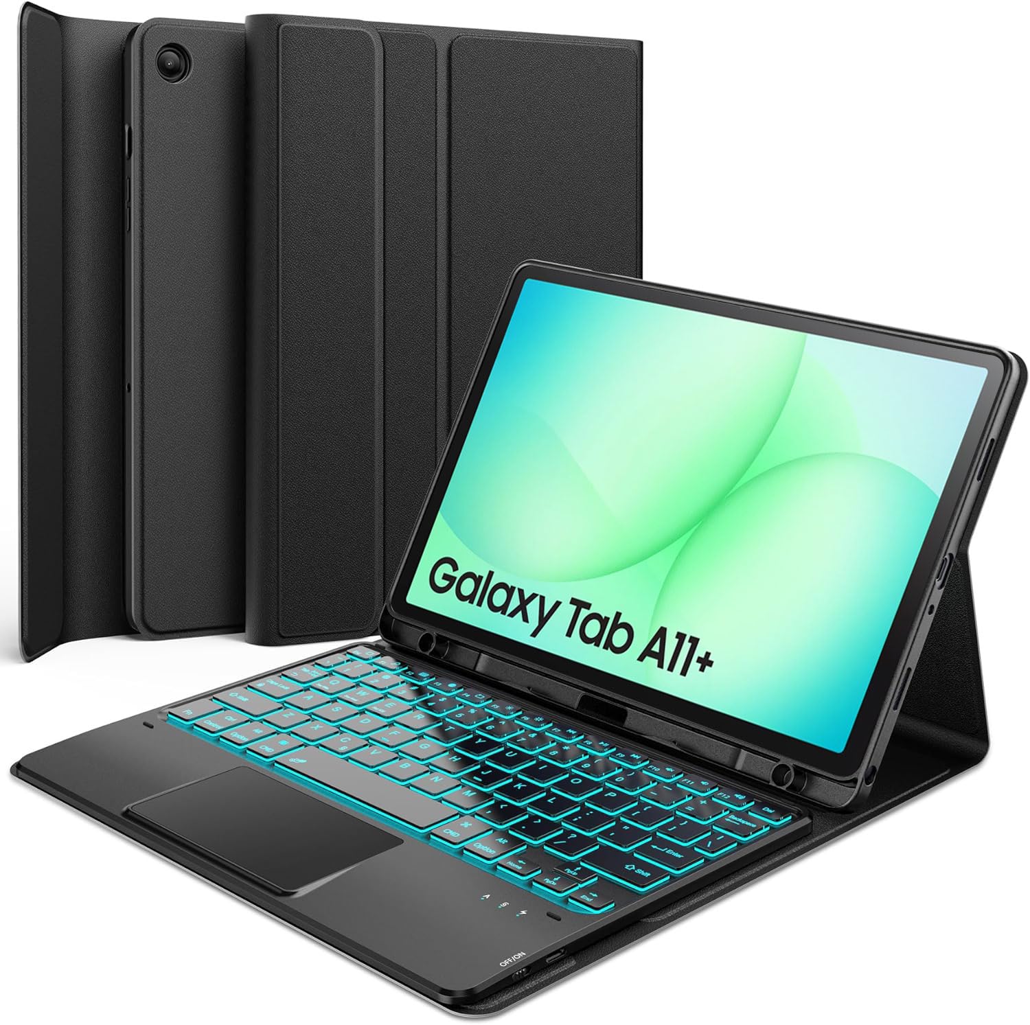inkolelo for Samsung Galaxy Tab A11 Plus 2025 A9 Plus 2023 11" Keyboard Case，Detachable Smart Tablet Keyboard with 7 Colors Backlit & Touchpad & S Pen