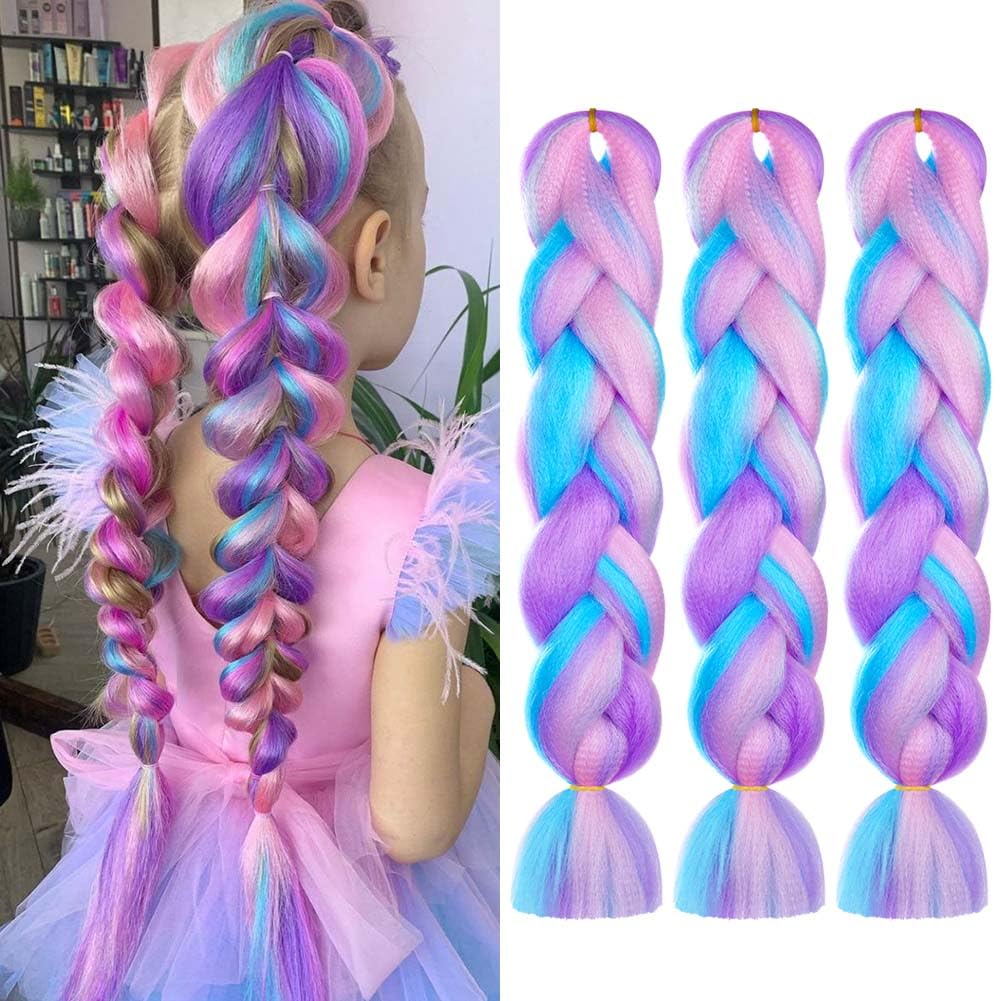 AUYAO Braiding Hair Extensions, 3Pcs Gradient Braid Hair Extension, Jumbo Braids Hair Extension Synthetic Wig