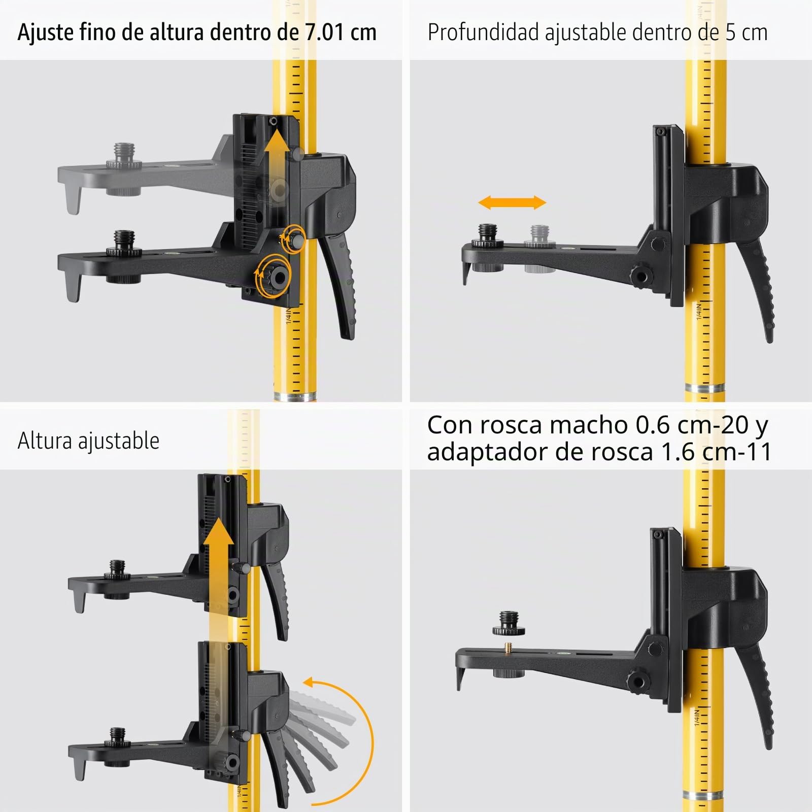 Firecore - Palo telescópico de 3,7 m con trípode y soporte láser de 1/4" x 20" para láseres giratorios y láseres de línea, soporte láser ajustable con adaptador roscado de 5/8" - FLP370C