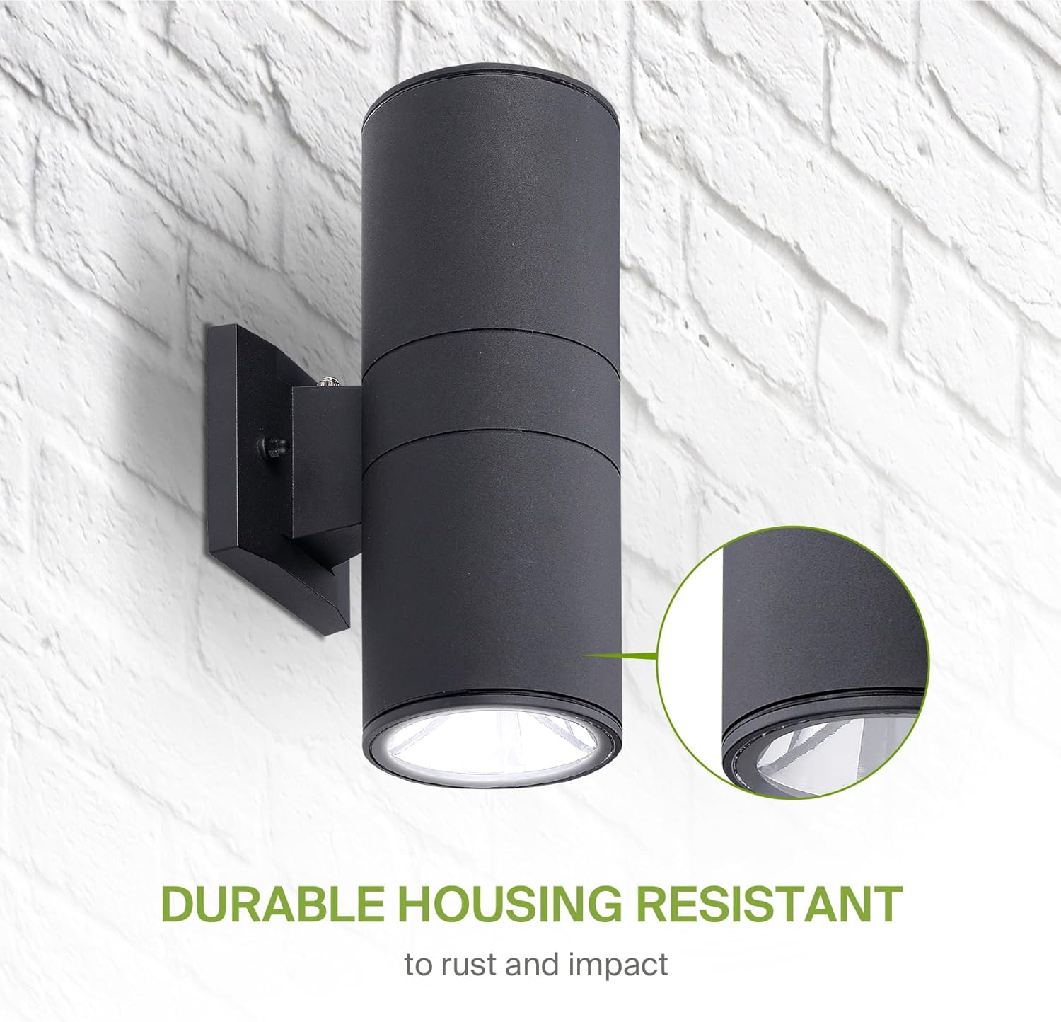 ASD 2 Light Dusk to Dawn Exterior Lighting Fixtures - 120W E26 Cylinder Up and Down Black Modern Outdoor Wall Light, LED CFL Incandescent Bulb Patio Wall Light Fixture, Outdoor Sconce Lights ETL