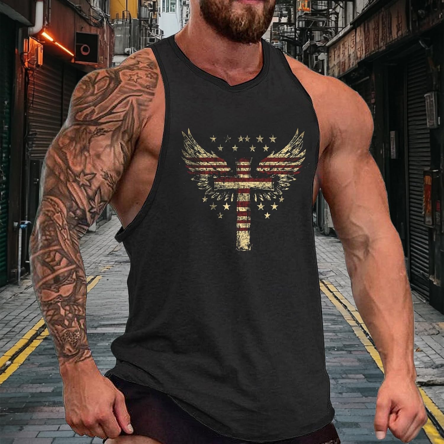 MARSVOVO Novelty Printed Mens Tank Tops Gym Muscle Sleeveless T Shirts Breathable Loose Casual Workout Summer Tank - Image 2