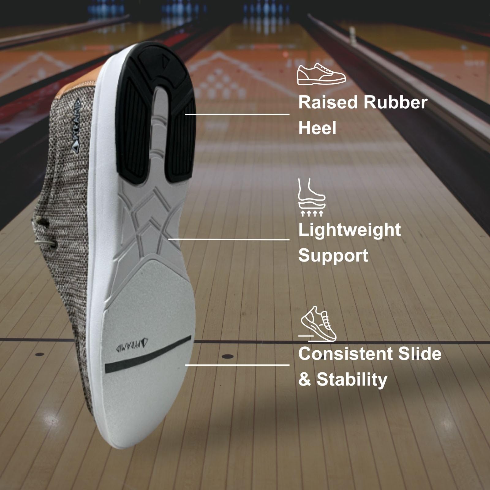 Pyramid Scarpe da bowling da uomo Path Lite "Hey Bro" senza cuciture, design leggero senza cuciture, vestibilità atletica, tomaia in maglia traspirante, suola scorrevole universale, Sabbia statica, 45