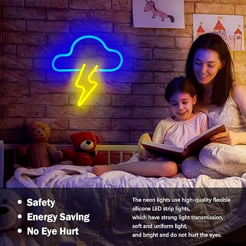 Miniatura 3 de Letrero de neón LED de nube y relámpagos para decoración de pared, luz de neón colgante con batería o USB, luces de neón para dormitorio, estética,