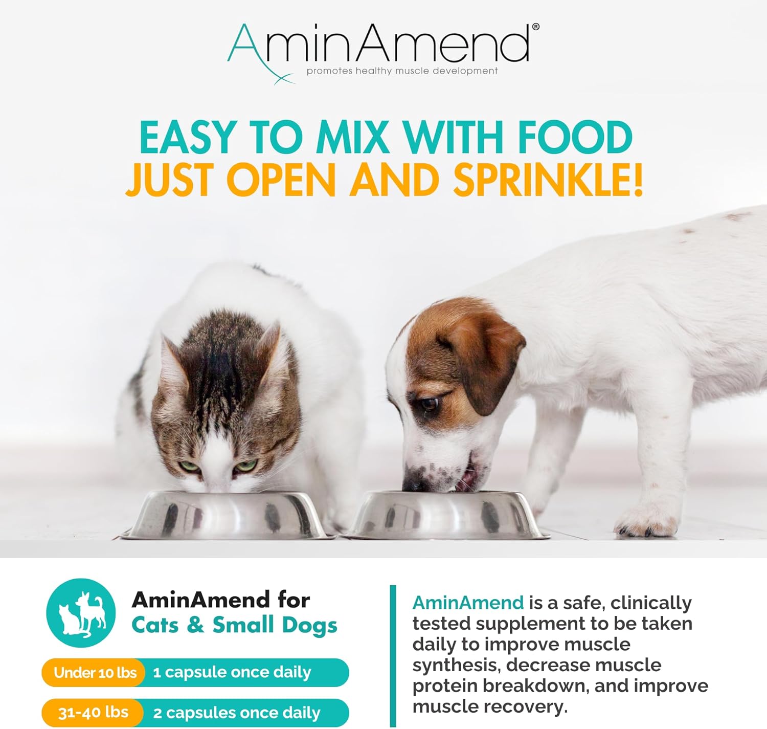 Muscle Support Pet Supplement for Small Dogs & Cats with CaHMB & Vitamin D3 – All Ages & Senior Dog Supplements for Muscle Strength, Mobility & Daily Activity – (30 Capsules, 3-Pack)
