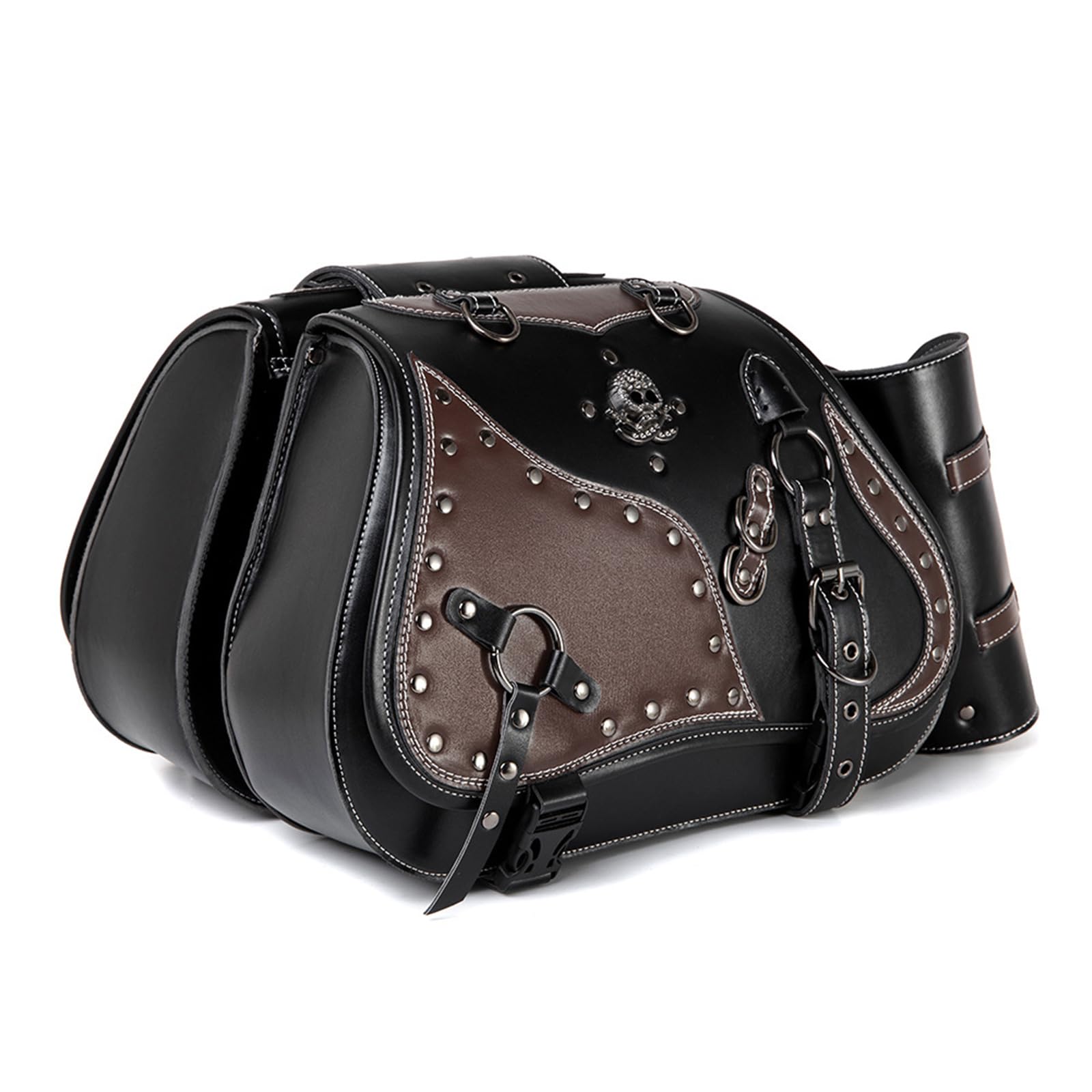 General Motorcycle Saddlebag Set Waterproof PU Leather Side Bags with Drink Holder Stylish Bag for Daily Essential