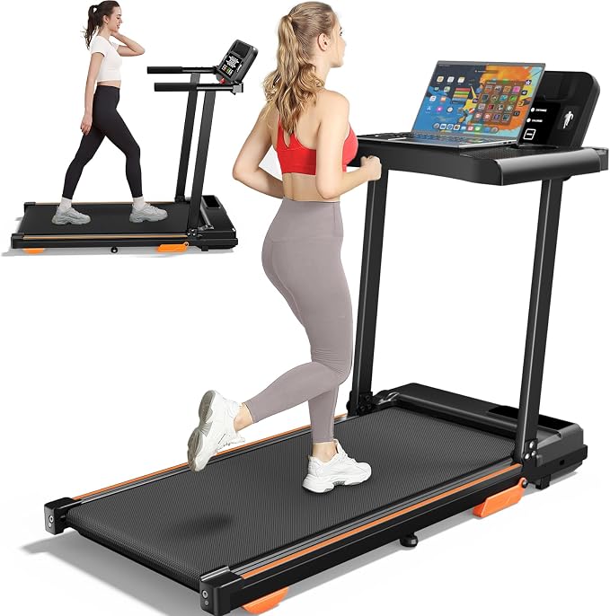 Walking Pad Treadmill with Desk Workstation & Incline & Handle Bar, Portable Under Desk Treadmill for Home Small Spaces Office, 300 lb Capacity, 2.5HP