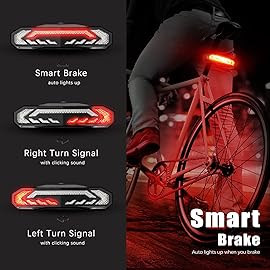 WSDCAM Smart Bike Tail Light with Turn Signals & Brake Light - Auto ON/Off, Bike Horn Alarm with Remote, USB C Rechargeable Tail Light