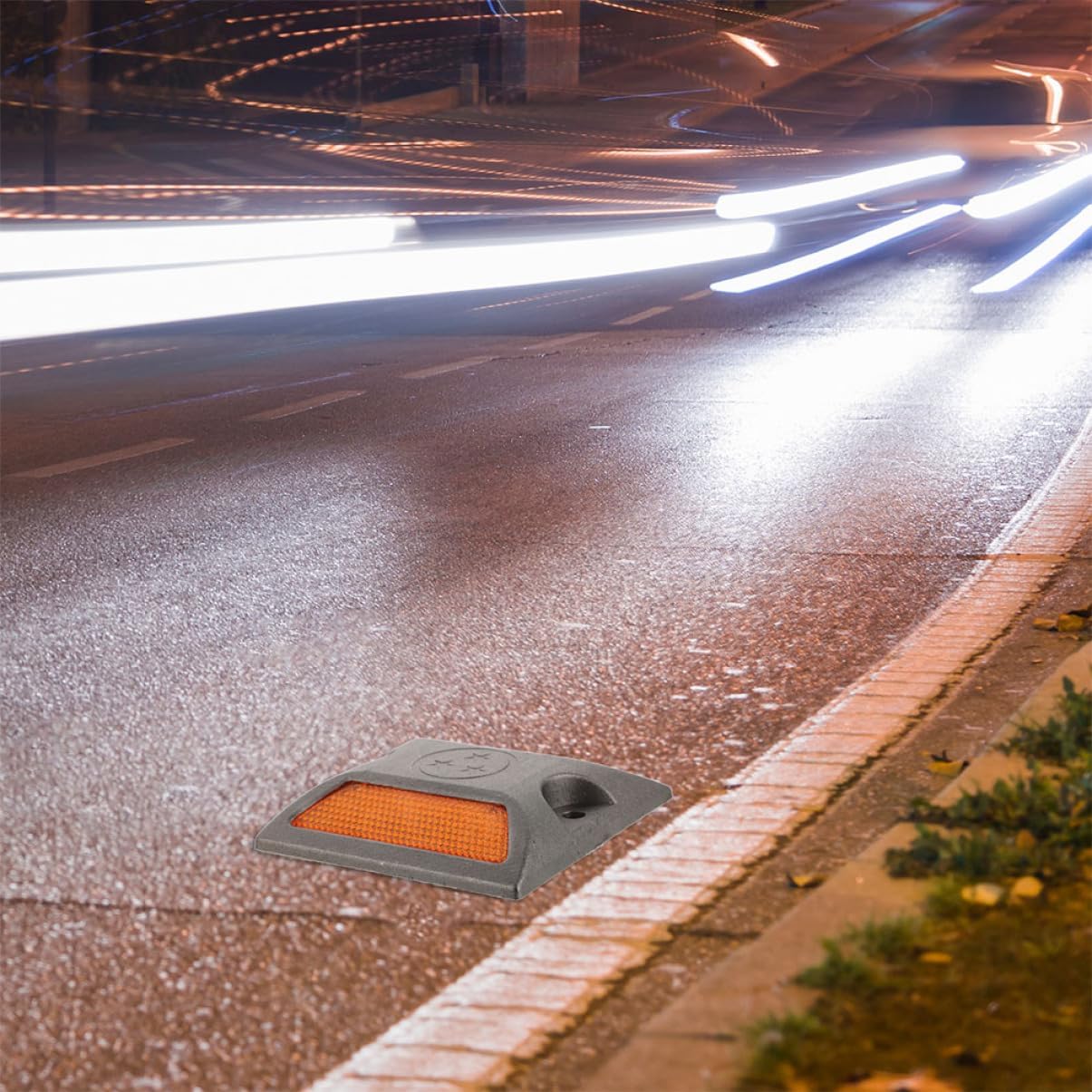 4pcs Reflective Aluminum Road Heavy Duty Pavement Markers for Driveway Safety Nighttime Warning Reflectors for Roadside Visibility and Collision Prevention