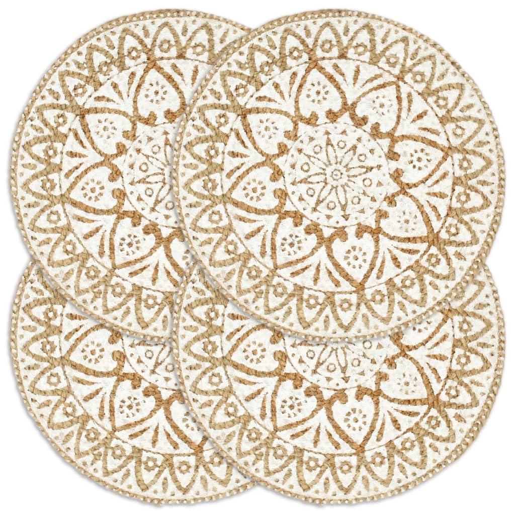 Mangloder Lot de 4 sets de table ronds en toile de jute tressé à la main pour table à manger, cuisine, salle à manger, jardin, facile d'entretien, décoratif et antidérapant pour protéger les assiettes
