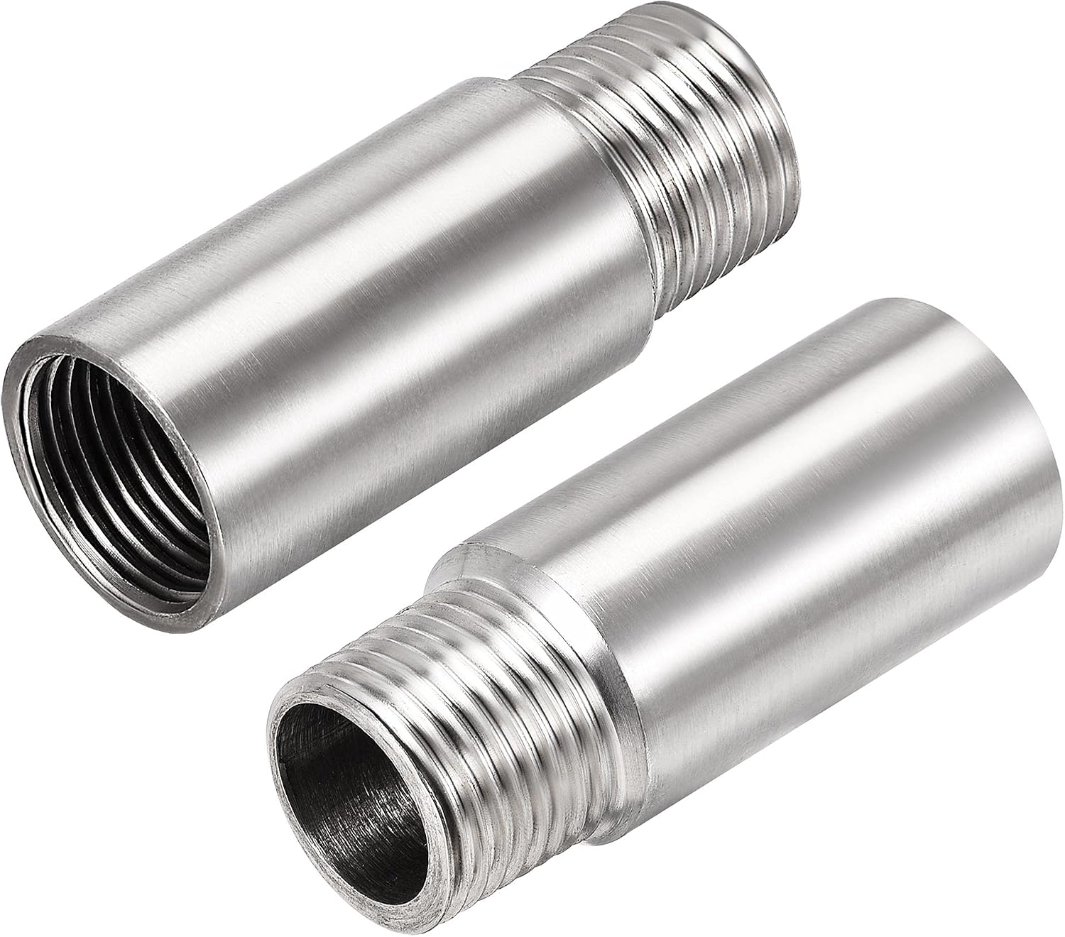 uxcell Shower Head Extension Arm Stainless Steel 1/2PT Male to 1/2PT Female Thread 60mm Length Cast Pipe Fitting Coupler 2Pcs