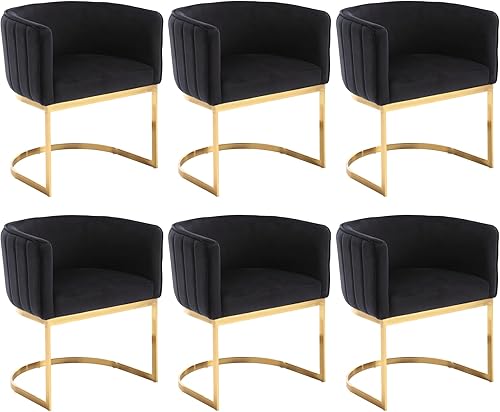 Miniatura 28 de Juego de 2 sillas de comedor modernas de terciopelo contemporáneas para cocina y comedor con brazos, sillas tapizadas de barril con marco de metal