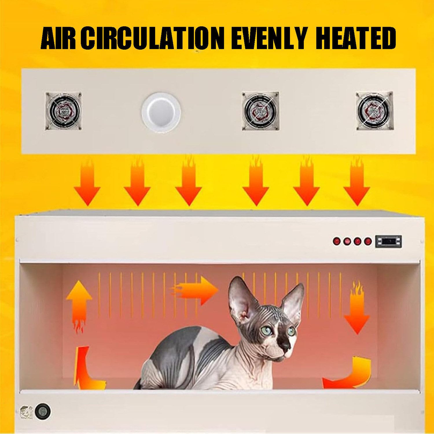 PixCy Caja Vivario Incubadora para Mascotas Pequeñas,con Lámpara Calefactora y Circulación Tridimensional,Control de Temperatura Constante,para Cachorros,Gatitos y Crías 60 * 50 * 50cm