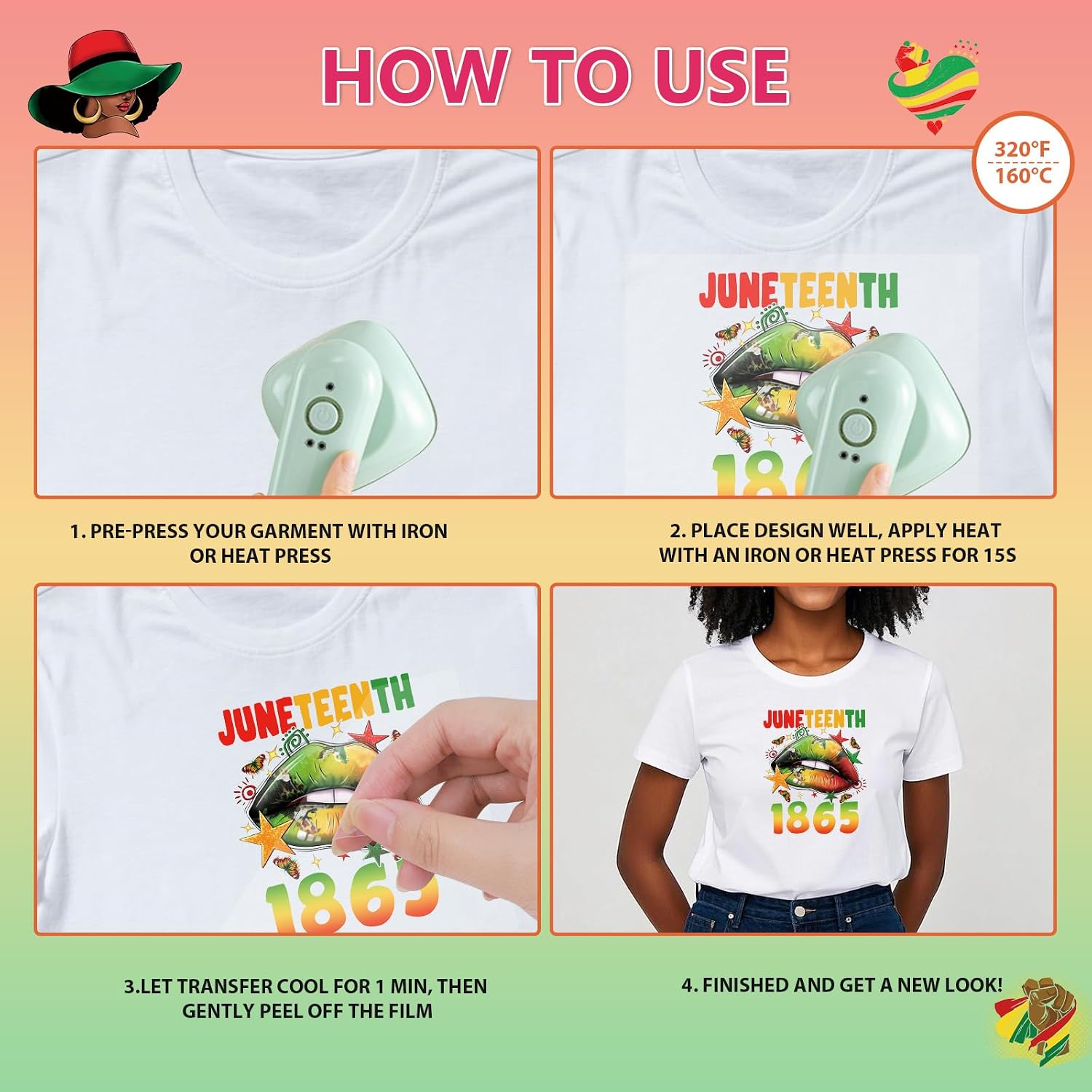 Dtf Transfers Ready to Press - 30Pcs Juneteenth Iron on Transfers for Tshirts, Black History Month Iron on Decals Patches, African Freedom Day Heat Transfer for Clothes Pillows Bag DIY Crafts