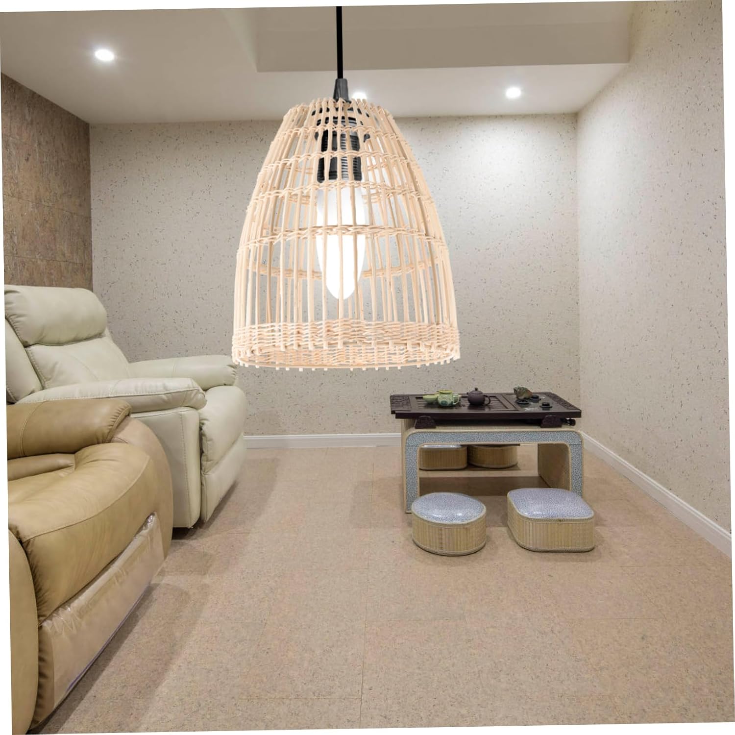 Levemolo Vintage Ceiling Lamp Shades Plastic Iron Material Paper Woven Lampshade Warm Light for Chandeliers