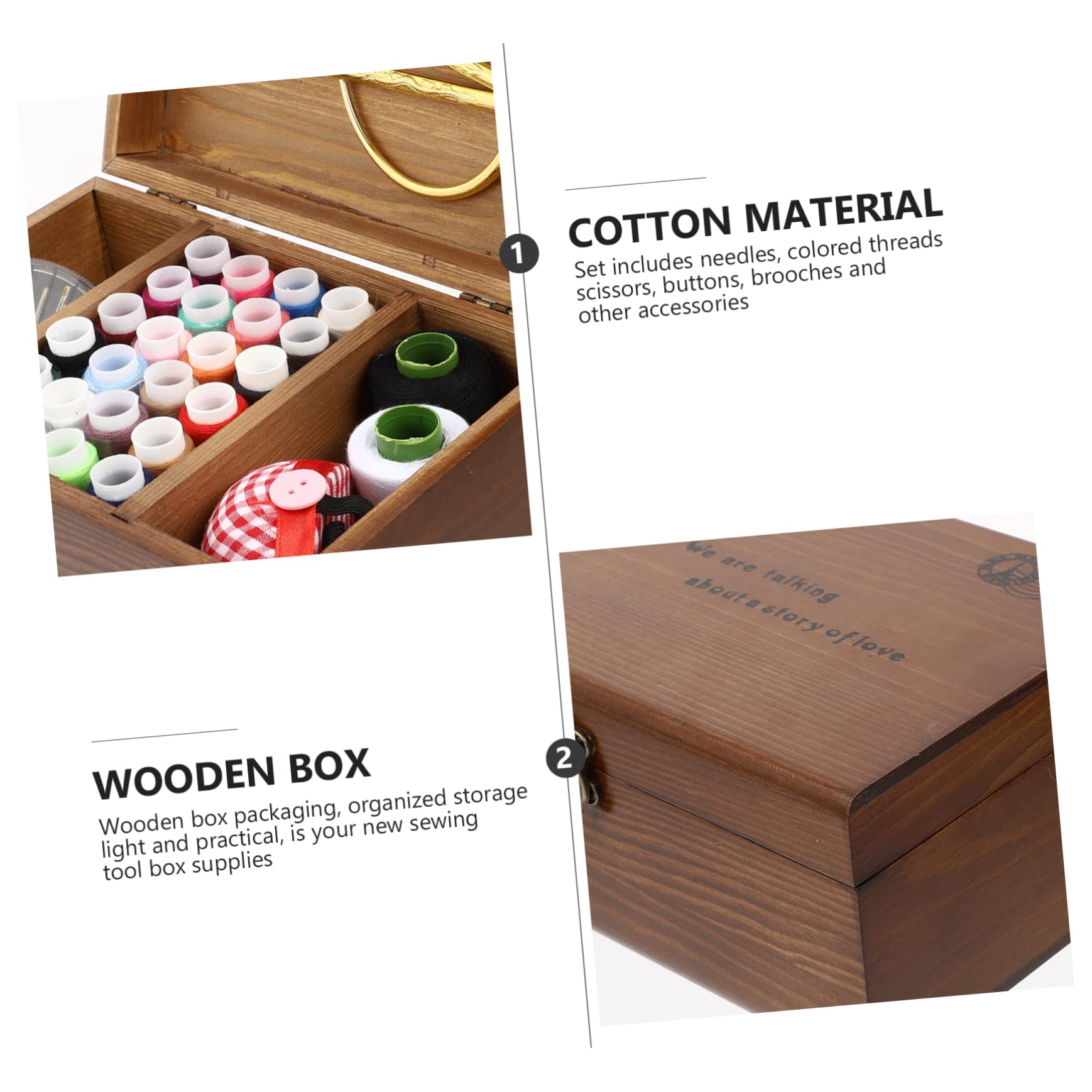 DOITOOL 2 Set Strumenti da Cucito Scatola Legno Kit Completo e Portatile per Cucito Diy Organizzatore per Casa