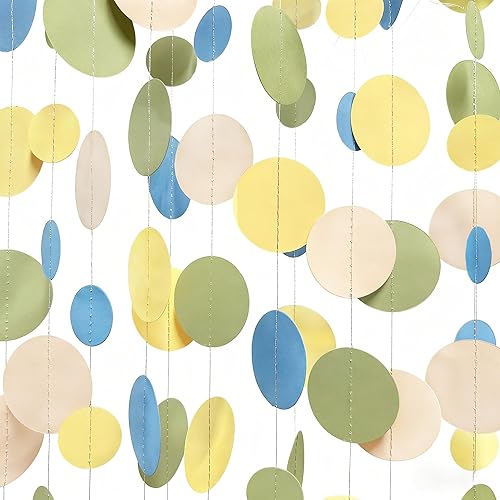 Miniatura 11 de Guirnalda de 46 pies de puntos circulares azul marino, negro y plateado, serpentina de lunares azul real y negro para cumpleaños, graduaciones