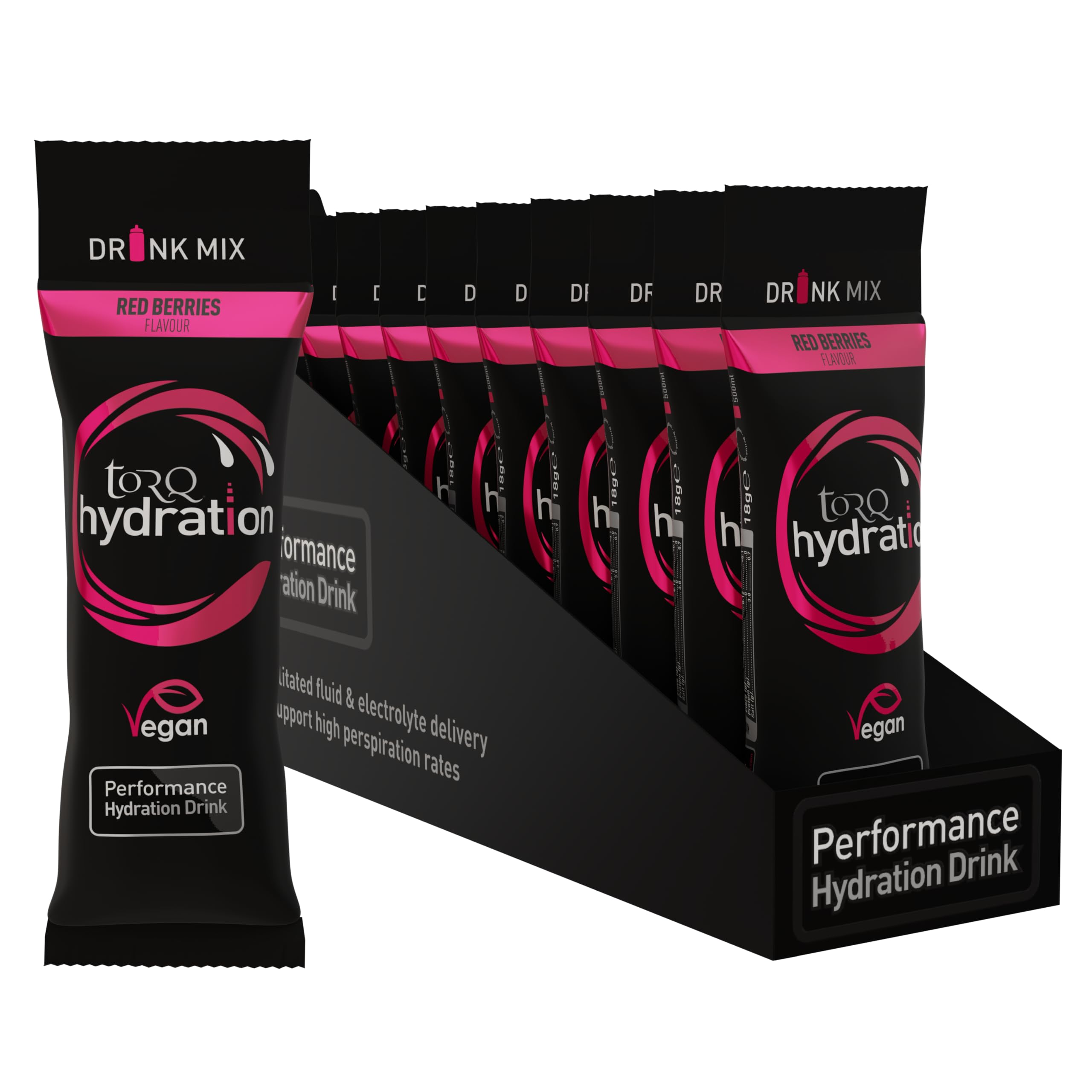 Torq Hydration - Red Berries - Rapid Rehydration Electrolytes Powder Hypotonic Profile Running, Cycling, Sports Hydration Drink - Single Serve - Box of 15