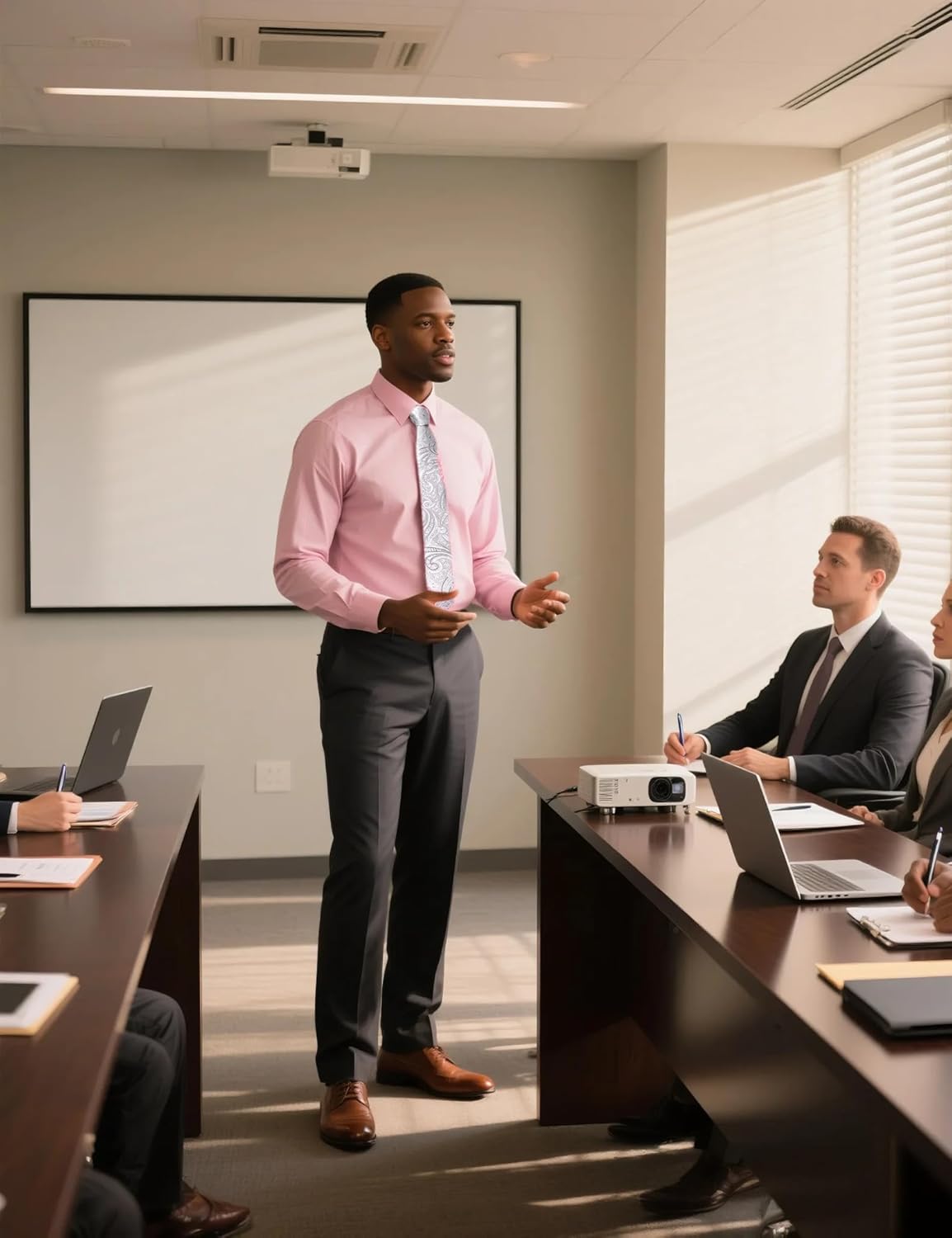 Men's Dress Shirt and Tie Set, Party Wedding Shirt for Men Button Down Long Sleeve, Pink Size 4XL - Image 3