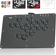 Haute42 アケコン レバーレス レバーレスコントローラー U16ブラック レバーレス アケコン 格ゲー向け For PC Switch2 Switch PS4 PS3 Windowsなど EVO大会 膝置き可 極薄の厚さ 天板広め ボタンが外れ難い 無遅延 持ち運び便利 アケコン ps4 天板テンプレート RGB LED ボタン交換 (U16ブラック-新登場)