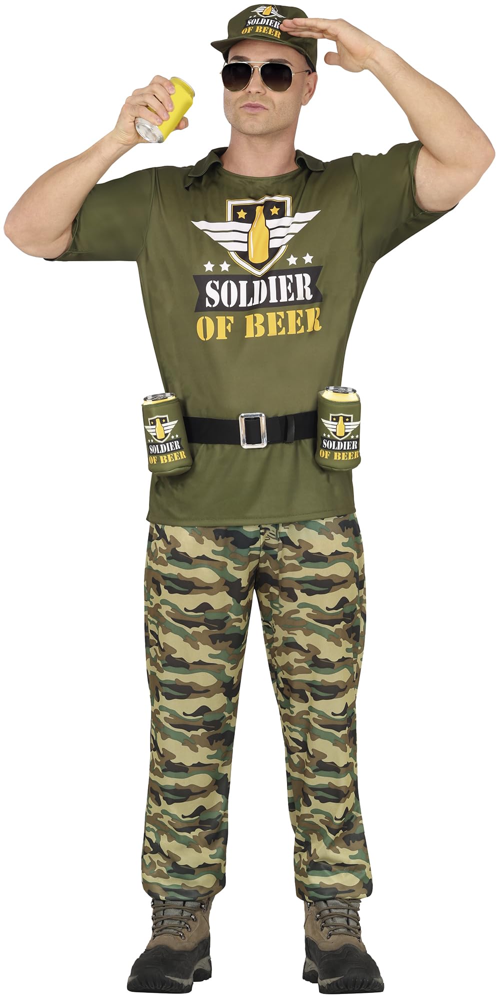 FIESTAS GUIRCA Déguisement de soldat de bière pour homme – Costume de super-héros militaire amusant – Armée Bachelor Party EVG Déguisement pour homme Taille M
