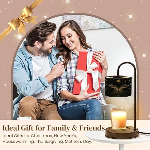 Miniatura 23 de Lámpara calentadora de velas con temporizador y atenuador, retro de los años 70, líneas onduladas abstractas psicodélicas, rosa, naranja, beige,