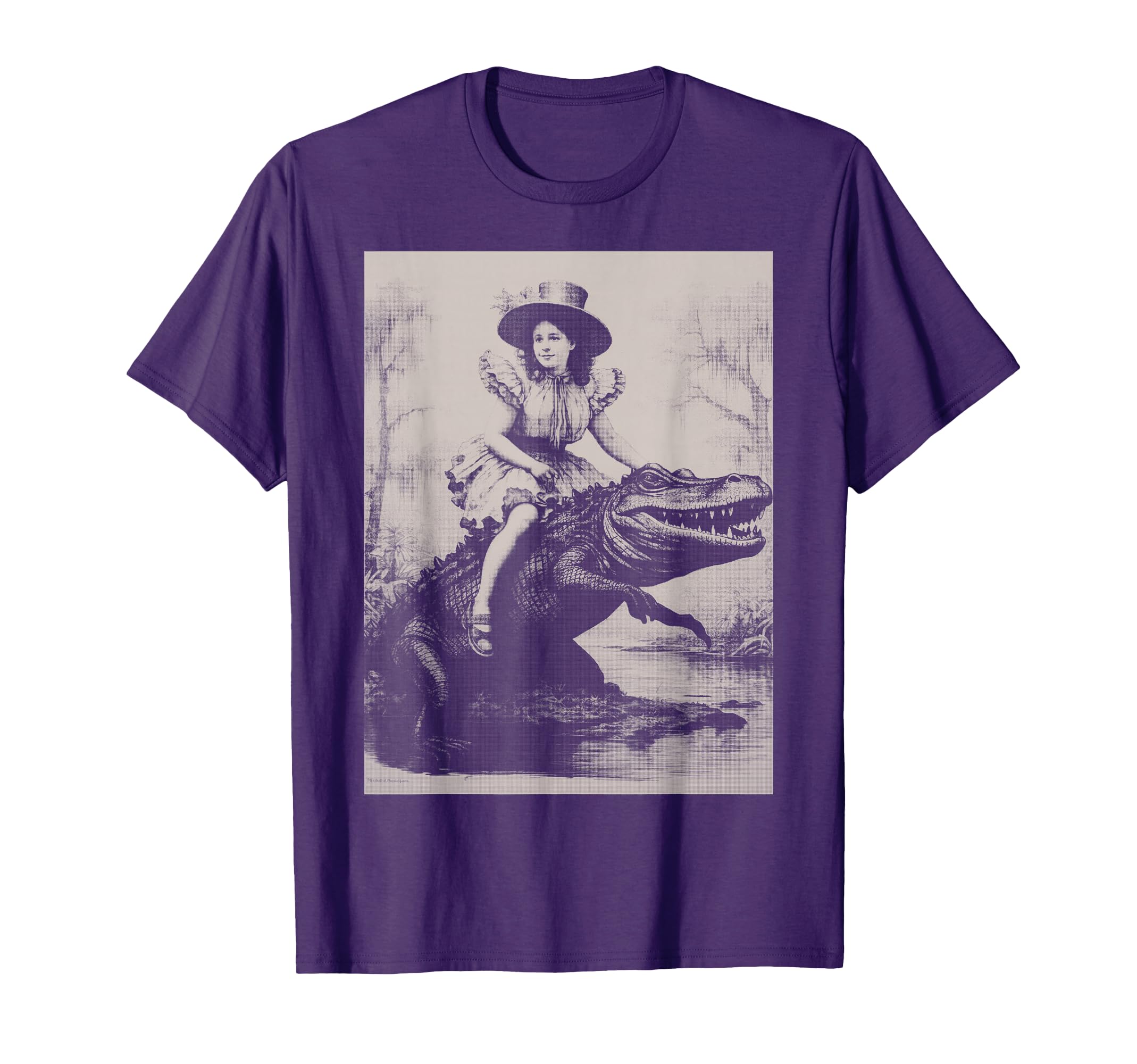 Girl riding Alligator | Weird Funny Florida Crocodile Meme T-Shirt