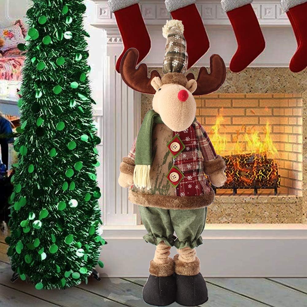 Asylove 30"/H Large Christmas Ornaments for Kids Funny Deer Decorations Height-Adjustable Collection Figurine Dolls Plush Toy Standing Indoor/Outdoor Winter Decorations- Elk