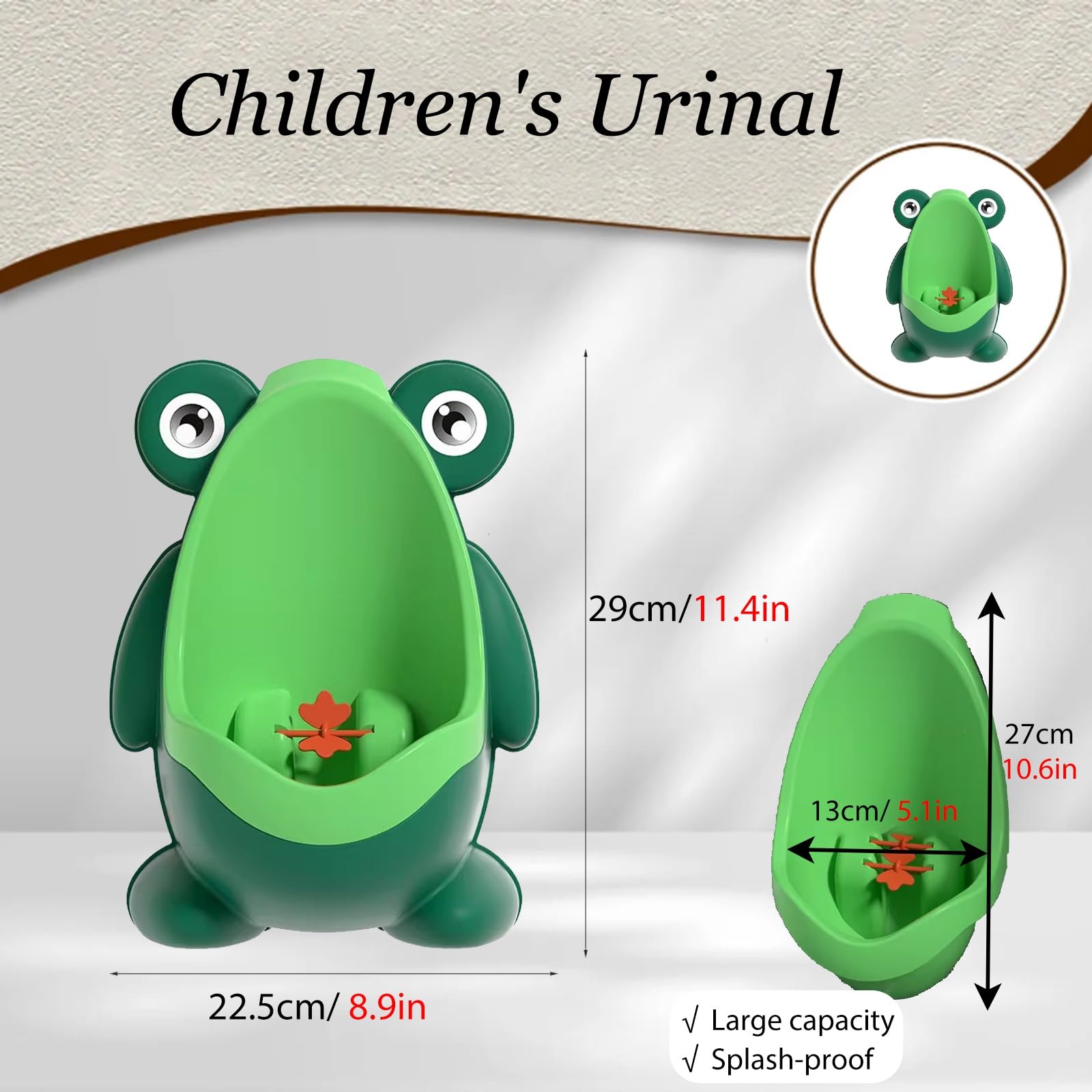Jungen-Urinal-Töpfchen für Badezimmer, wandhängend, tragbare Toilettentrainingshilfe mit drehbarem Windmühlenziel