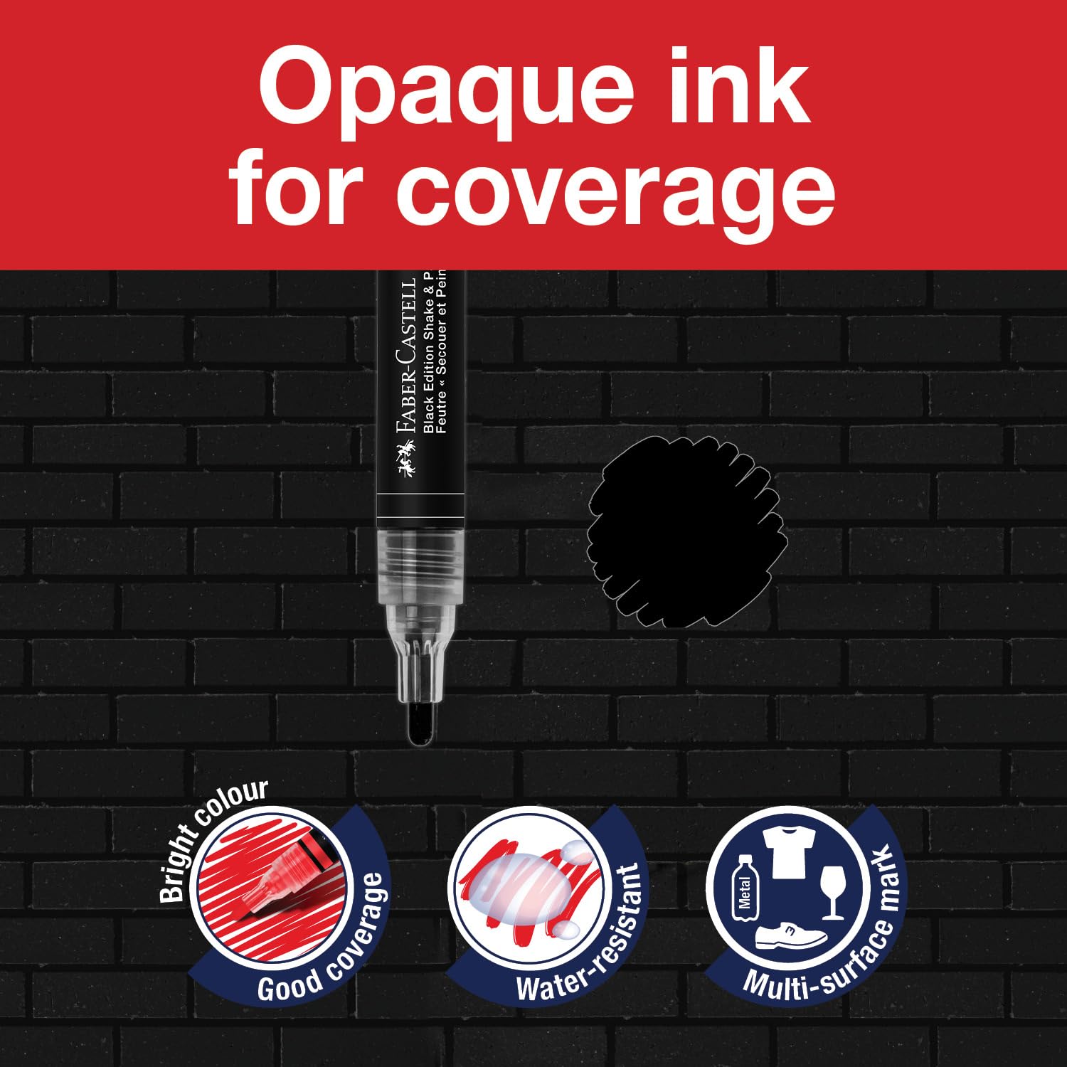 Faber-Castell Shake & Paint Acrylic Marker - Black -3