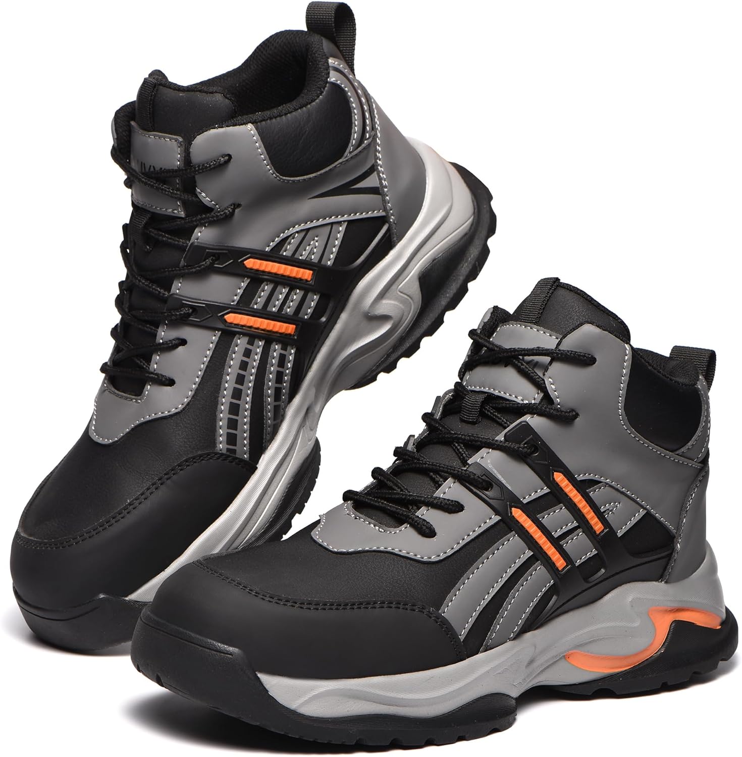 Waterproof Work Boots For Men - Comfortable Steel Toe Boots Safety Wide Toe Shoes Non Slip Indestructible Construction Leather Work Shoes - Image 2