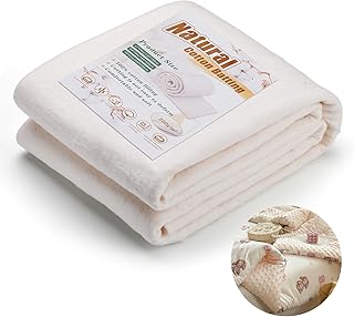 KAQRHFT Natural Cotton Batting, Natural Cotton Quilt Batting for Quilts, 59 x 79 Inch