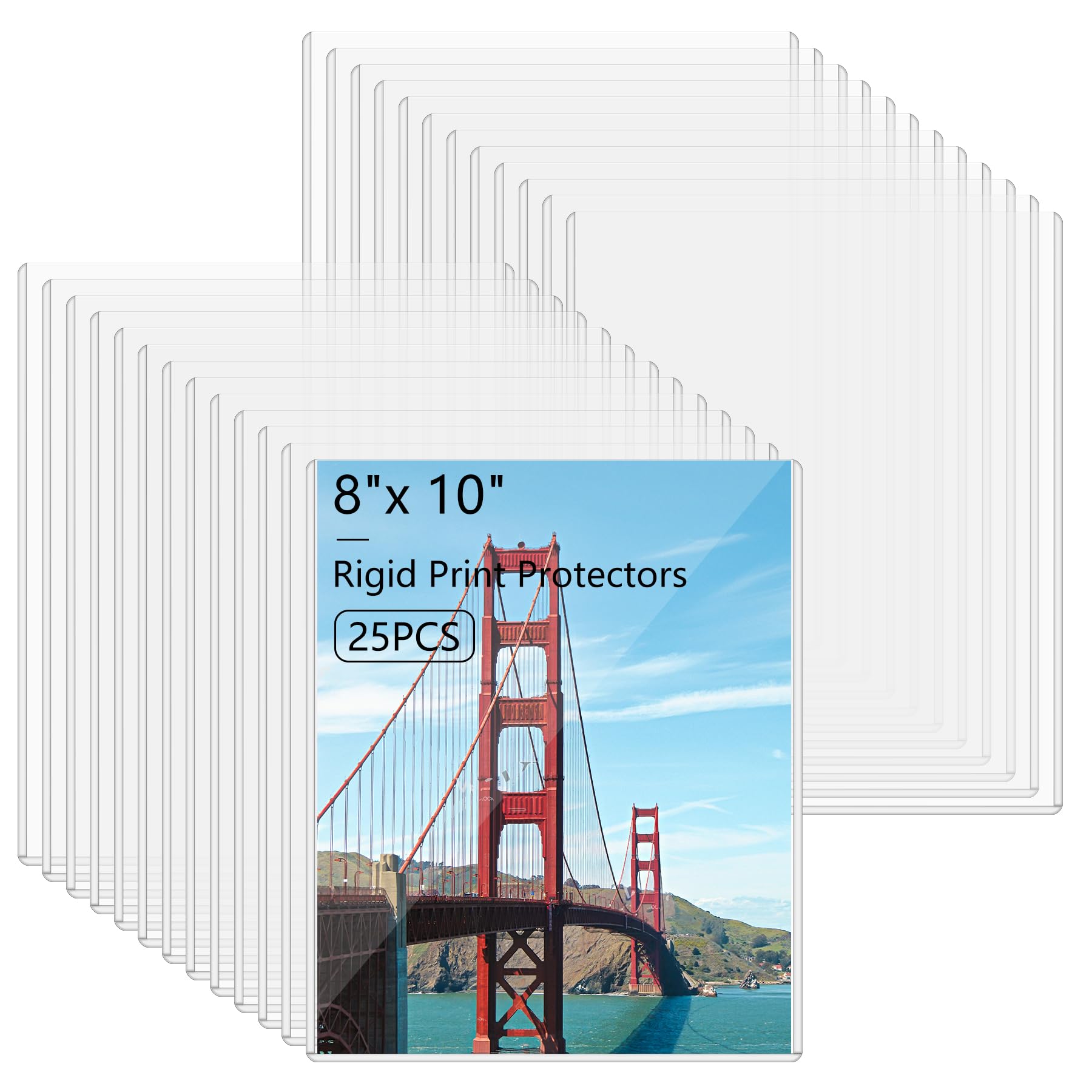AKONEGE 25PCS 8" x 10" Rigid Print Protectors Clear Hard Plastic Page Sheet Protectors Photo Holder Poster Plastic Sleeves for Prints, Autograph Pictures, Photographs, Birth Certificate Protector