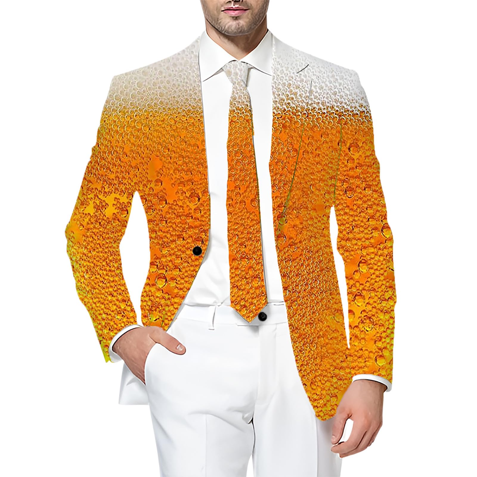 Generisch Elegante giacca da uomo e abito, cappotto formale per feste della birra con stampa unica, per tutti i giorni e feste (giallo, S)