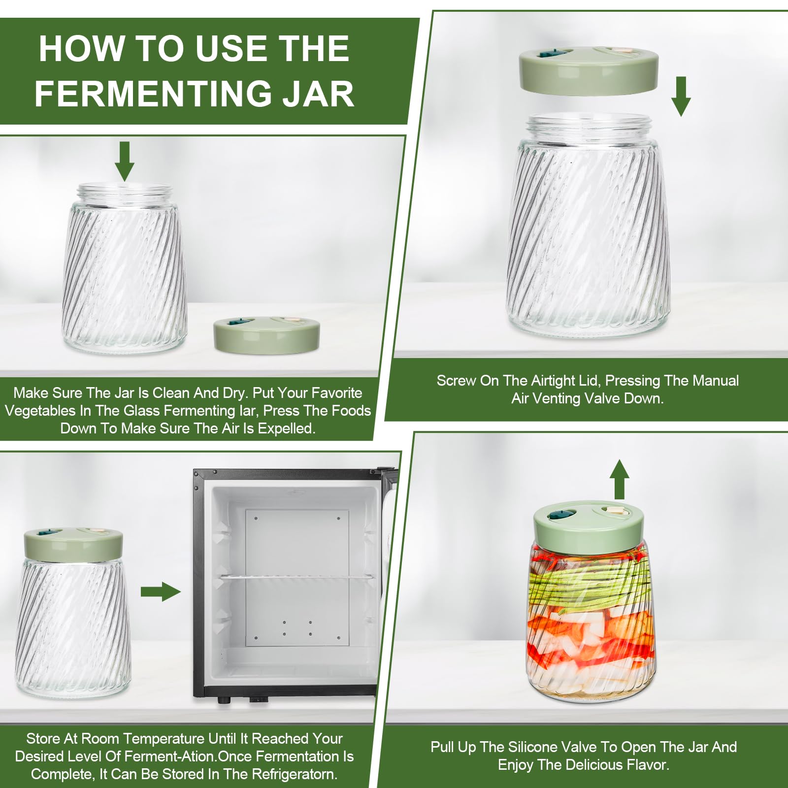 LUPATDY 2 Stück Fermentierglas 2L/64oz, Fermentiergläser Mit