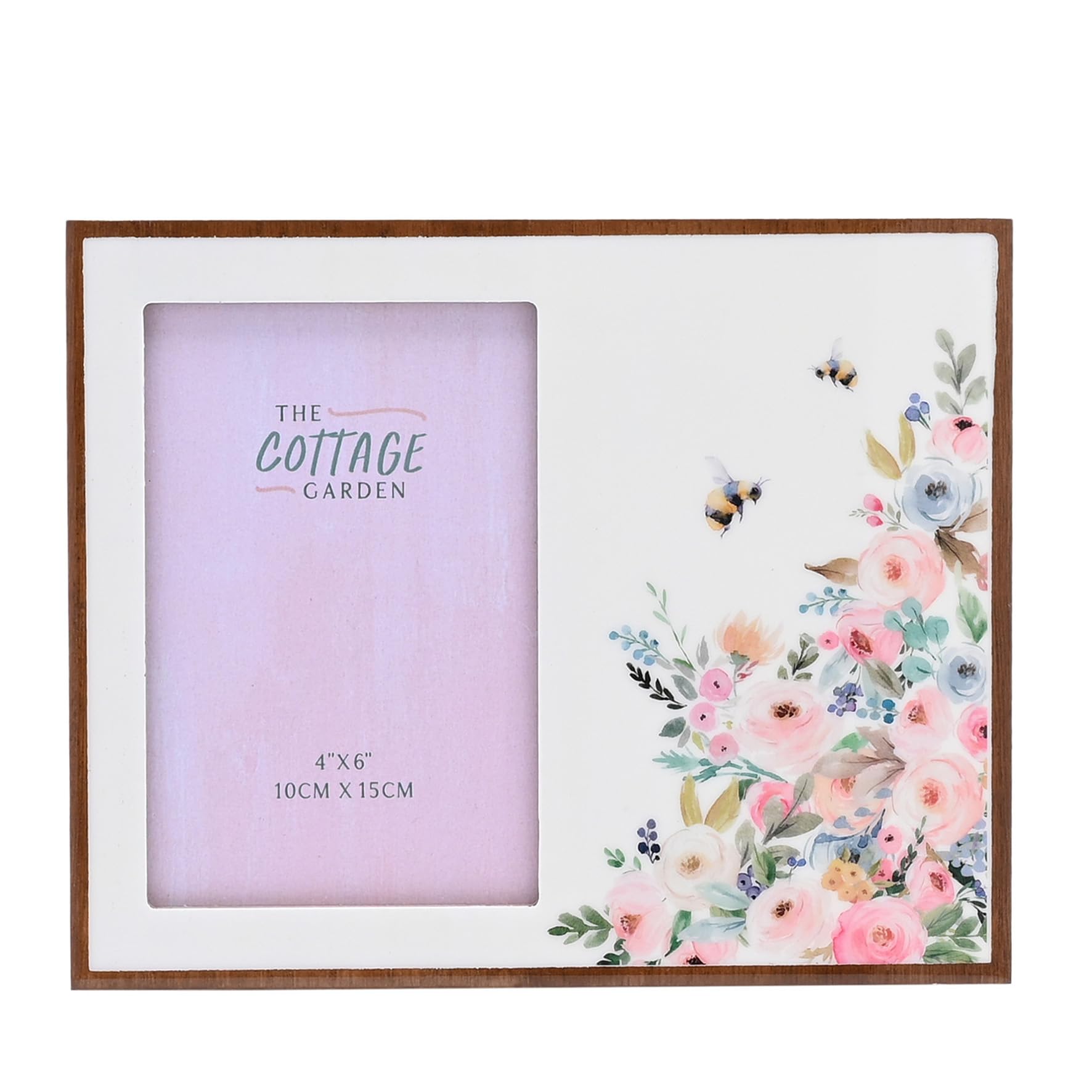 Widdop And Co White / Blue / Pink The Cottage Garden - Corner Floral Photo Frame - 4″ X 6″ - Single Horizontal Aperture Picture Frame - Easel Back - Easter/Spring Theme Gifting & Homeware - H: 18Cm X W: 22Cm Size 4